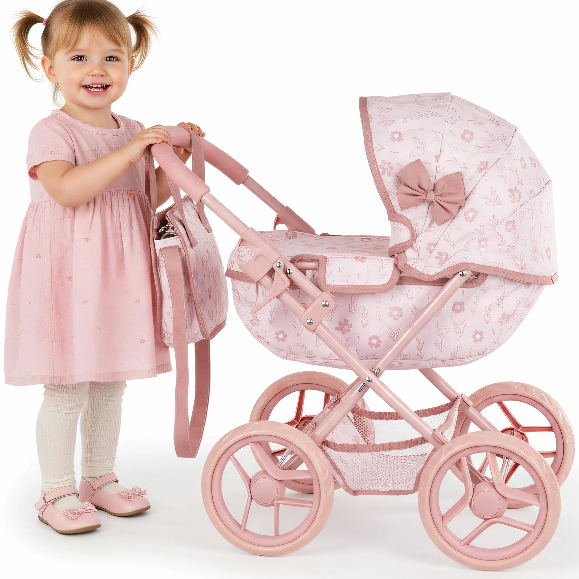 Kinderplay Cochecito de muñecas Profundo con Bolsa y Lazo KP0263A