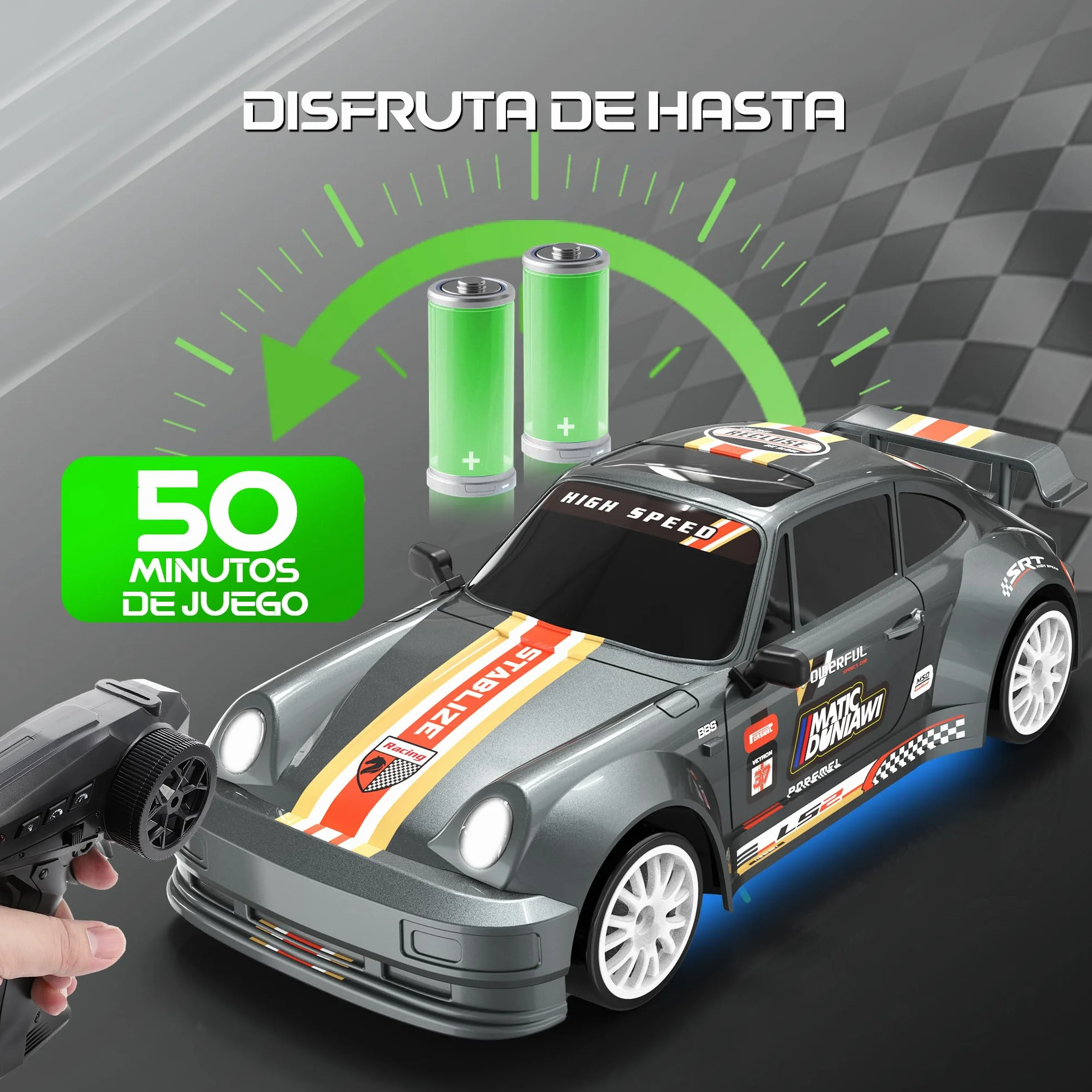 Coche RC Drift Car 4WD 1:24 2.4 GHz con Luces LED 10-15KM/H