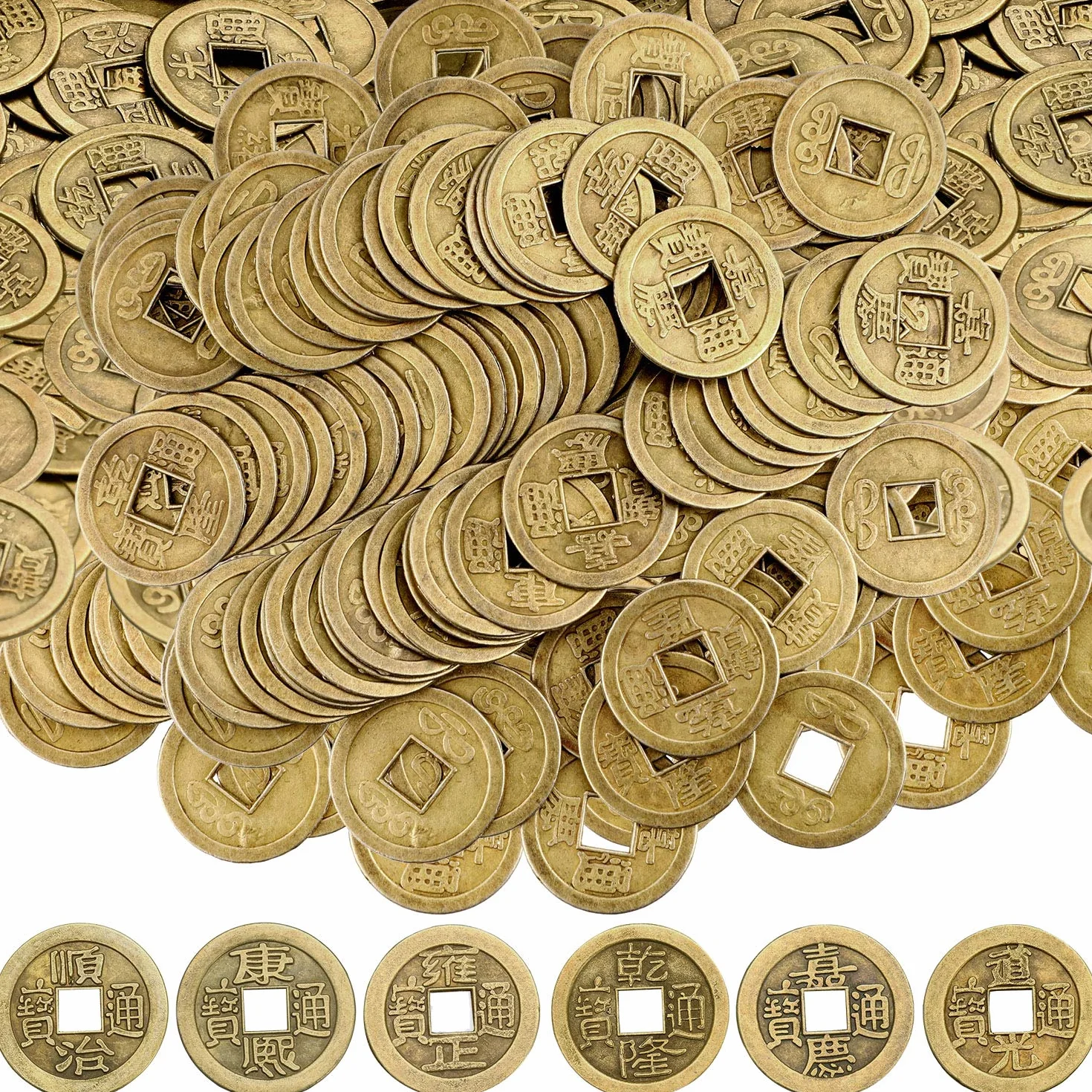 BOAO - 100 Monedas de la Suerte Chinas Feng Shui I-Ching, del Año Nuevo Chino, para atraer Riqueza y Buena Suerte (2 cm)