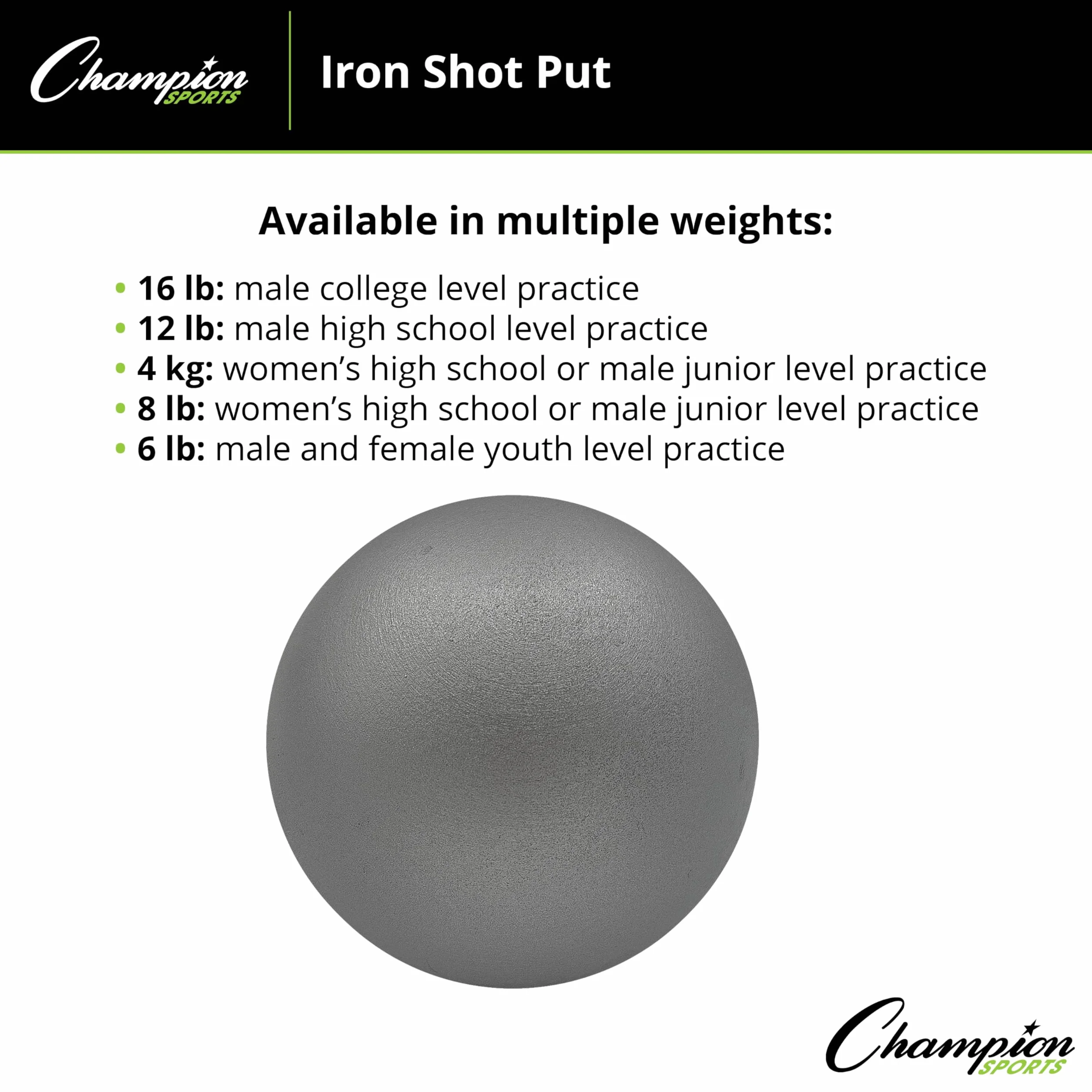 Champion Sports Bola de Lanzamiento de Peso Duradera para Entrenamiento en Pista y Campo