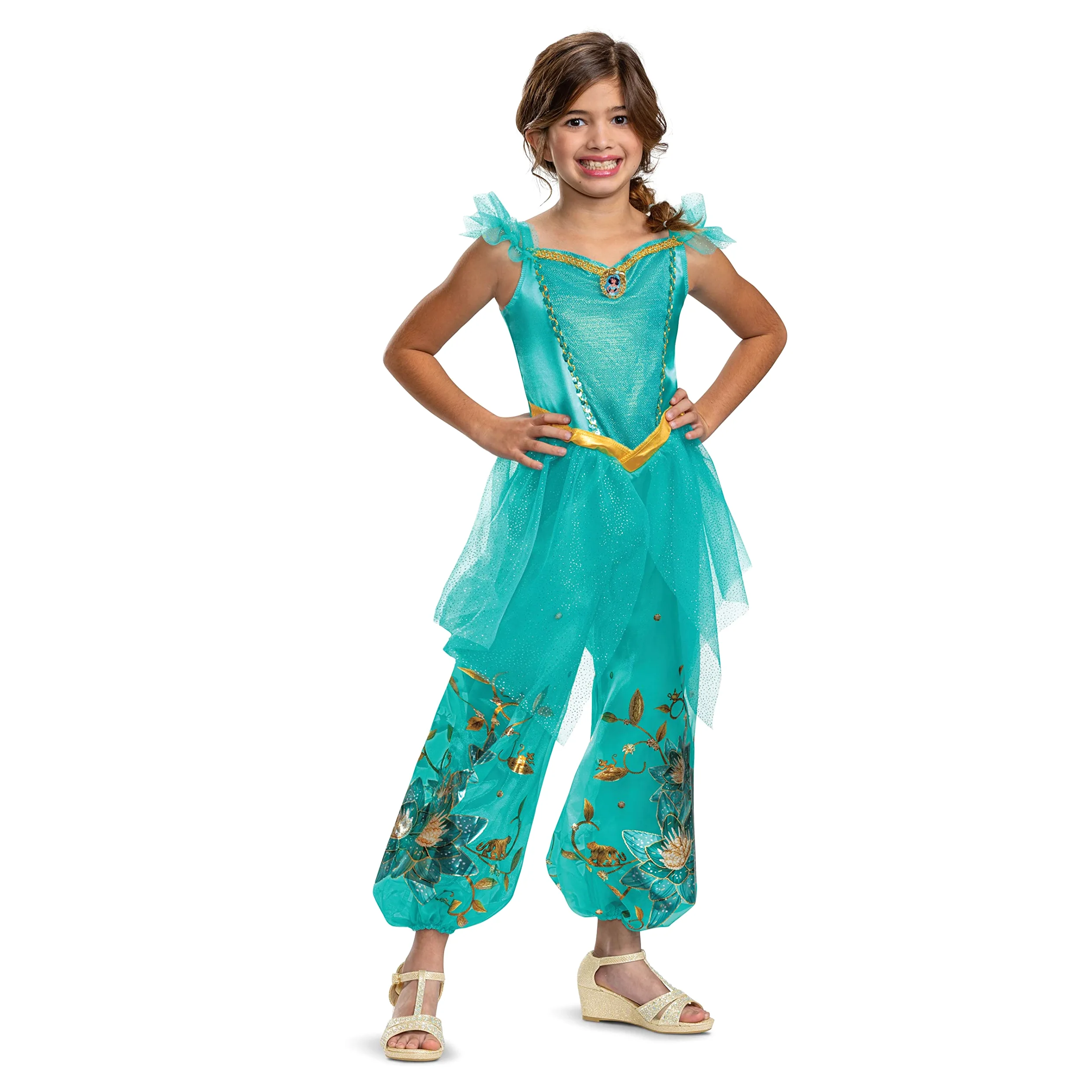 Disguise Disfraz oficial de princesa Jasmine para niñas, disfraz oficial de princesa Disney