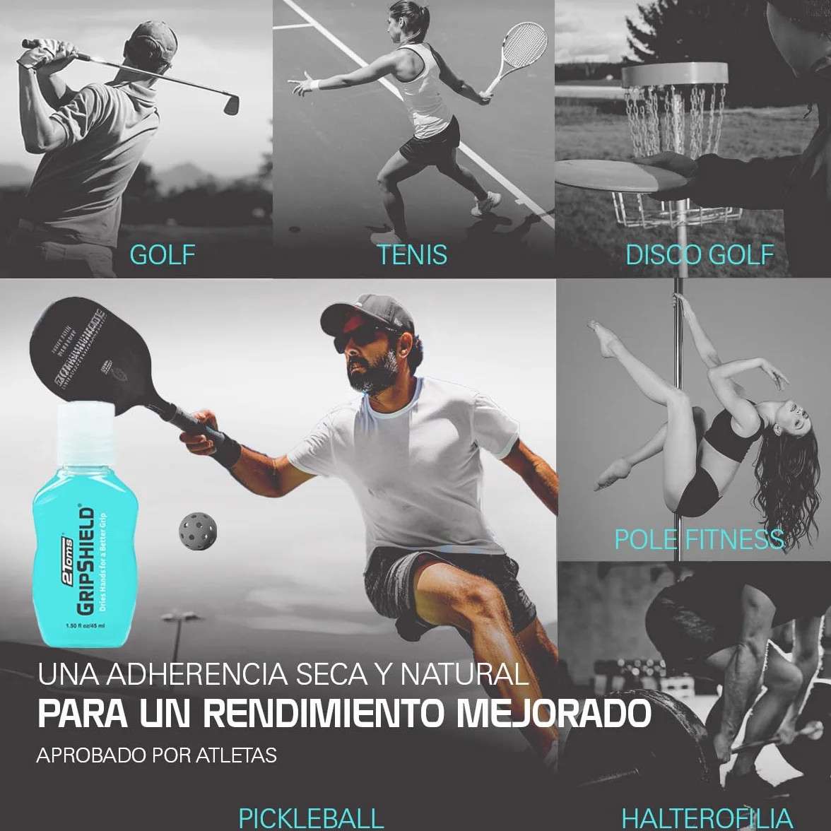 2Toms GripShield Loción Anti-Transpiración Manos 45 ml – Mejor Grip para Deportes