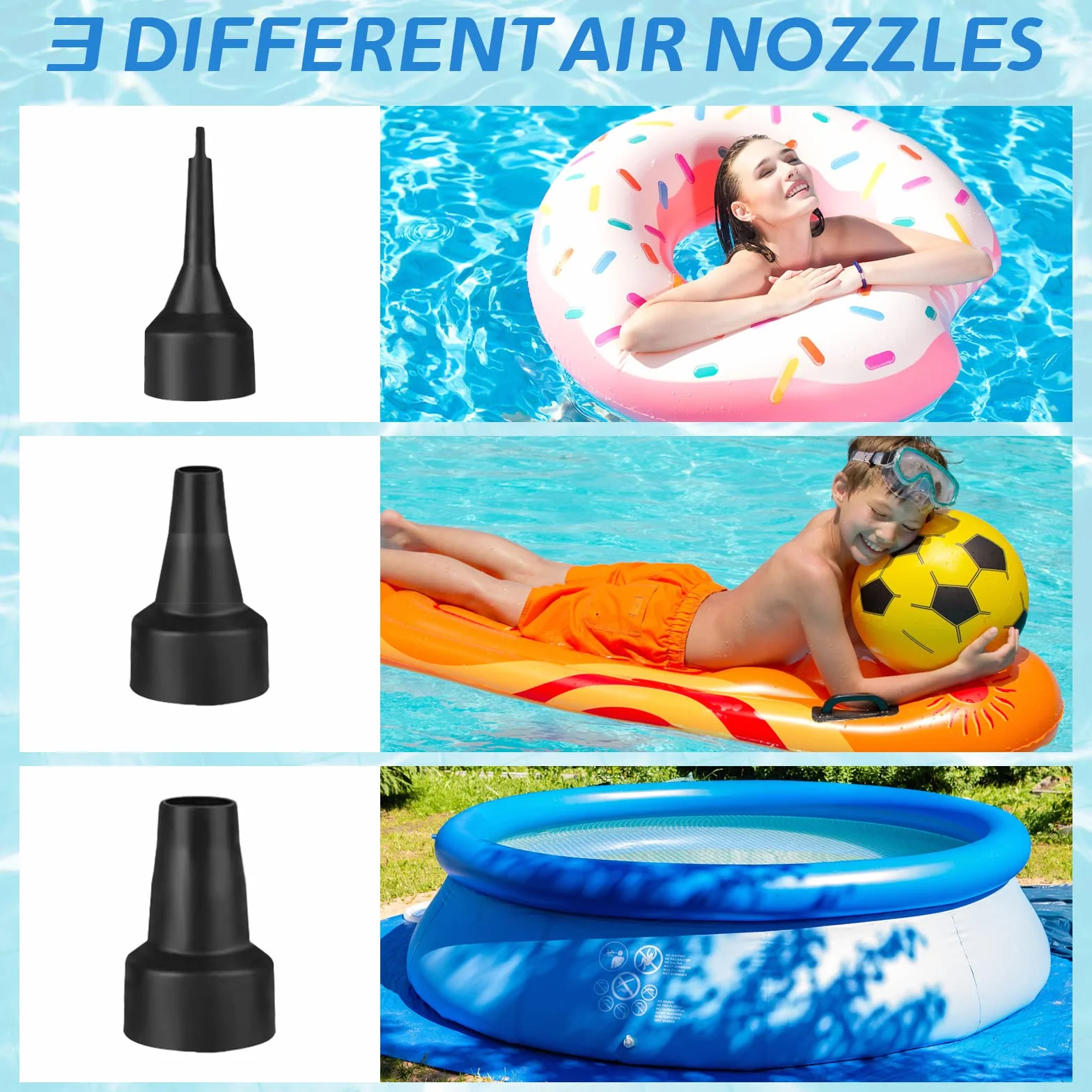 Bomba De Aire Eléctrica Portátil 240V AC 12V DC para Colchones Inflables Piscinas Barcos Juguetes Hinchable Camping 3 Accesorios