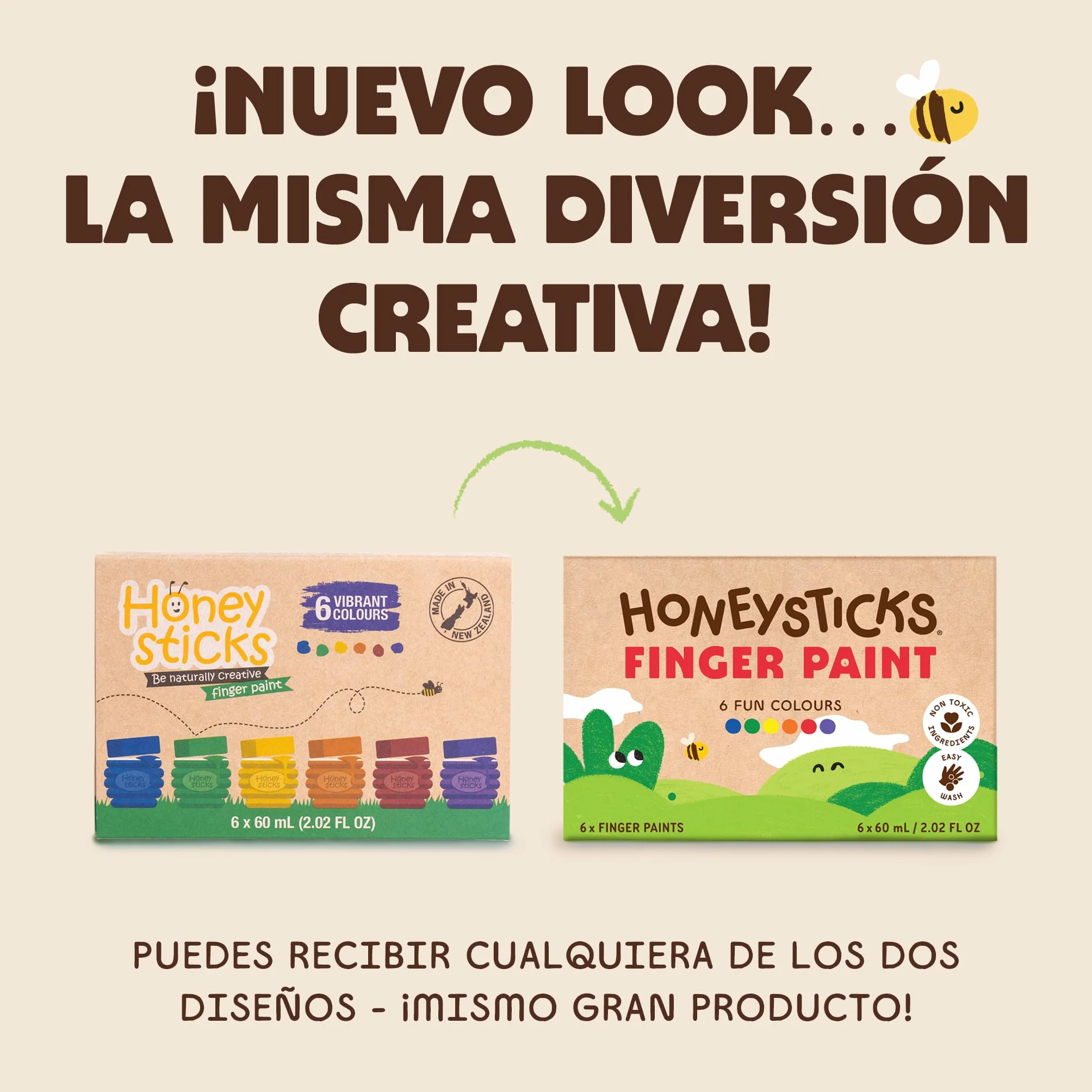 Honeysticks Pintura de Dedos para Niños y Bebés No Tóxica – Pinturas para Bebés y Niños de 1 a 5 Años a Base de Agua en 6 Colores Vivos - Seguras y Lavables de la Piel – Ecológica