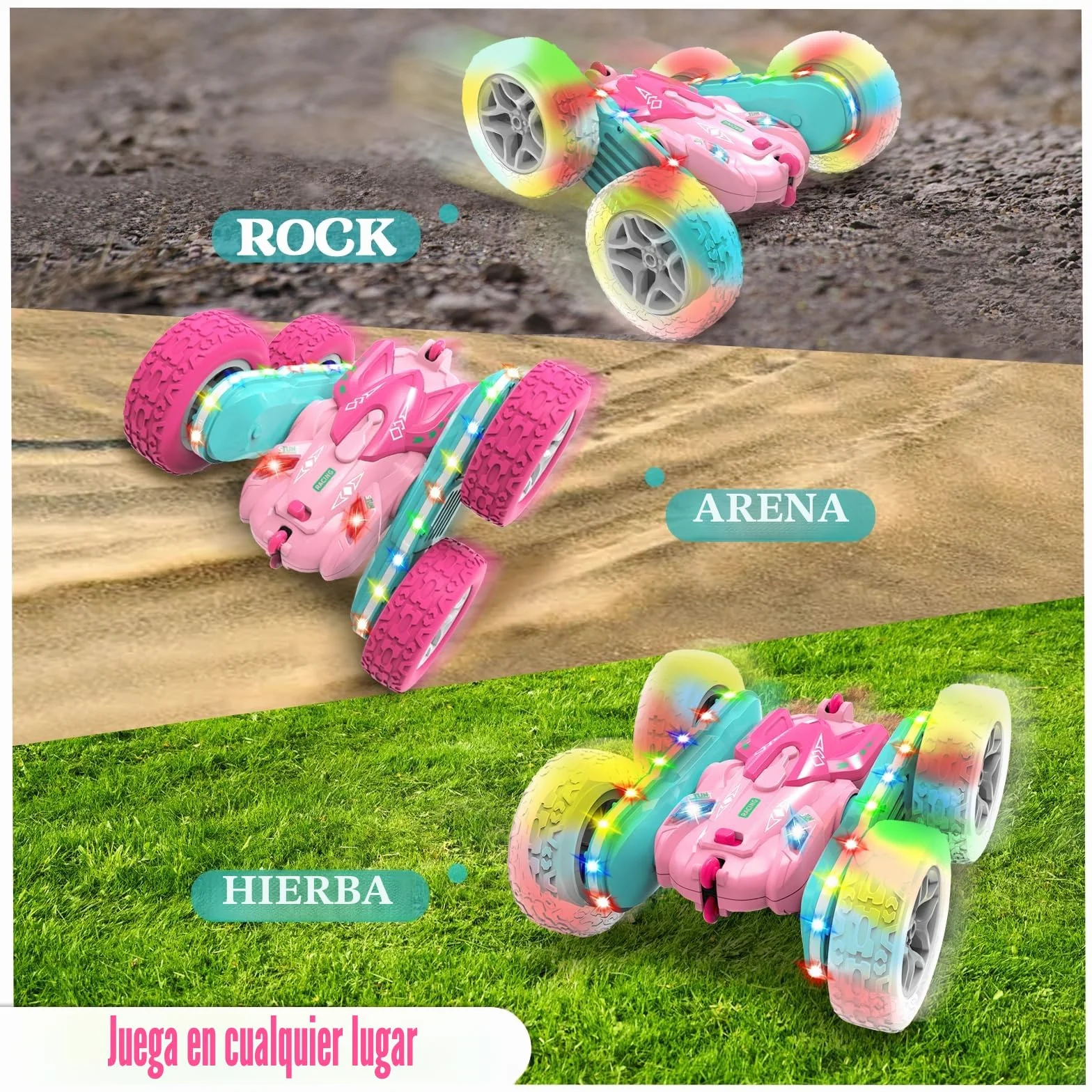 Coche Teledirigido Niños 3 4 5 6 años,4WD 2.4GHz Rosa RC Coche Radiocontrol,Regalo Niña 3-12 Años Juegos Niños 3-10 Años Niños Juegos Exterior Niñas y Niños