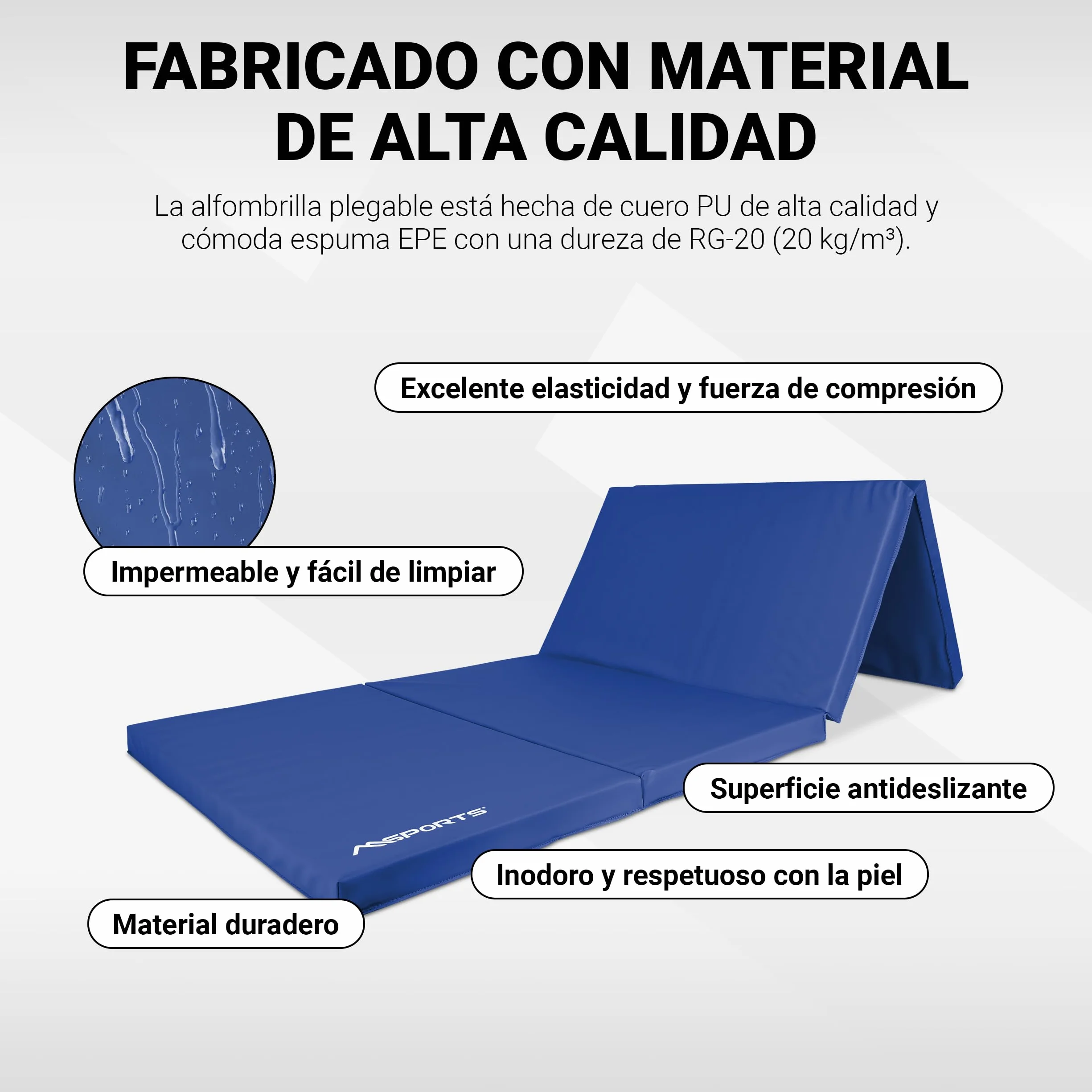 MSPORTS Esterilla de gimnasia plegable 190 x 80 x 5 cm para casa y niños