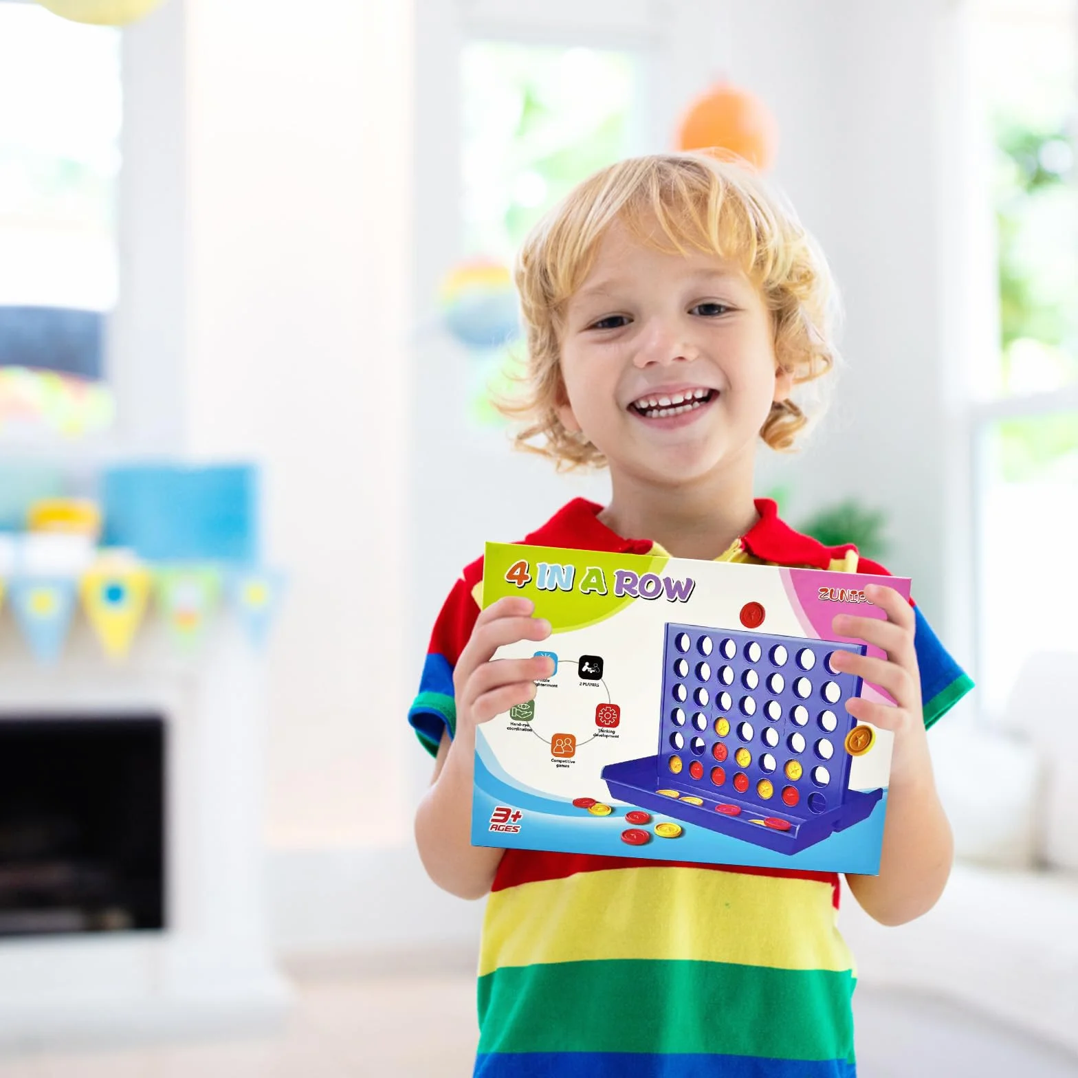 Cuatro en Raya Juego de Viaje Educativo Estrategia para niños 3-8 años Formato Grande