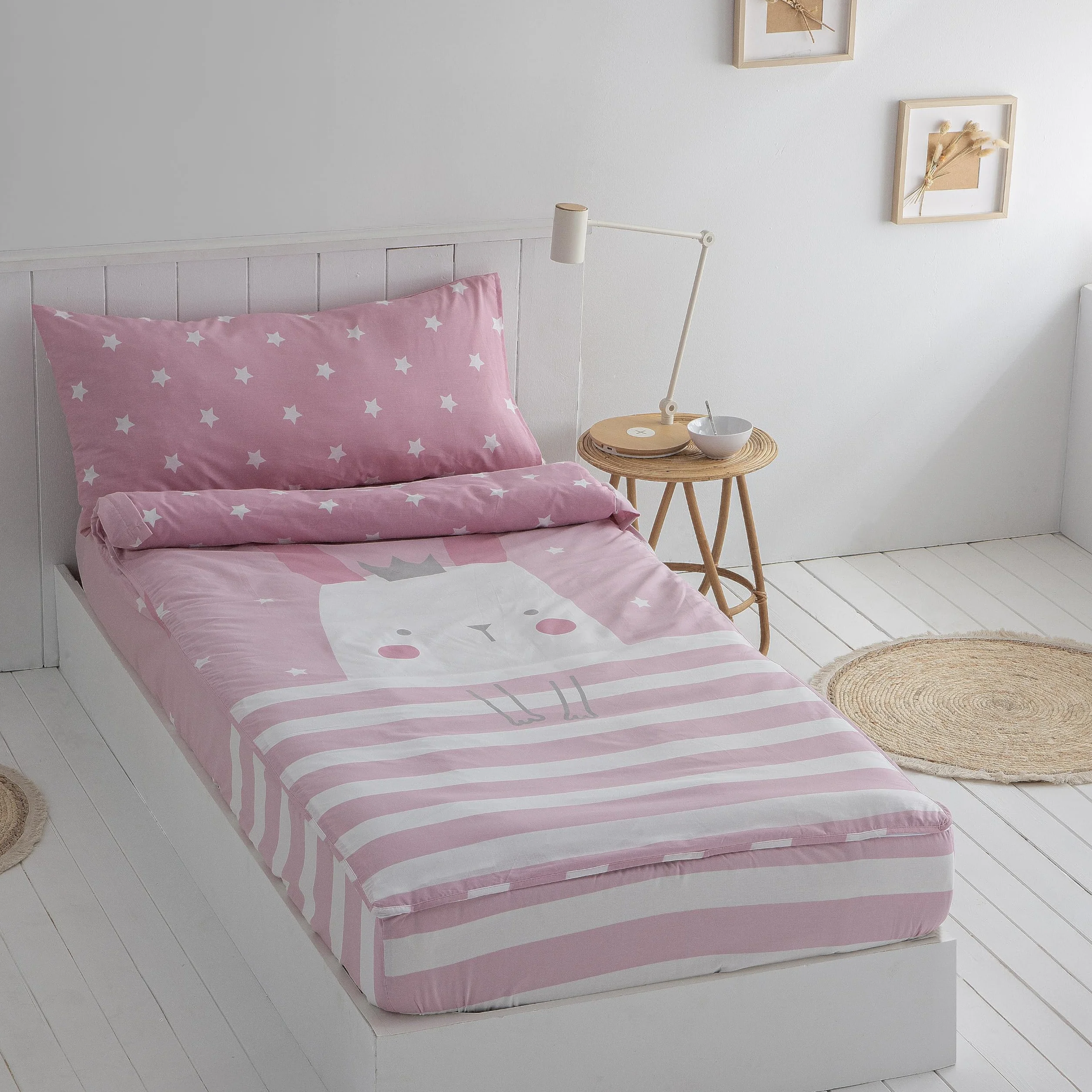 Saco nordico Infantil SIN Relleno KATUA Cama 90 x 190/200. Saco Unido a la Bajera con Cremallera en Forma de L SIN Relleno nórdico. Color Salmon