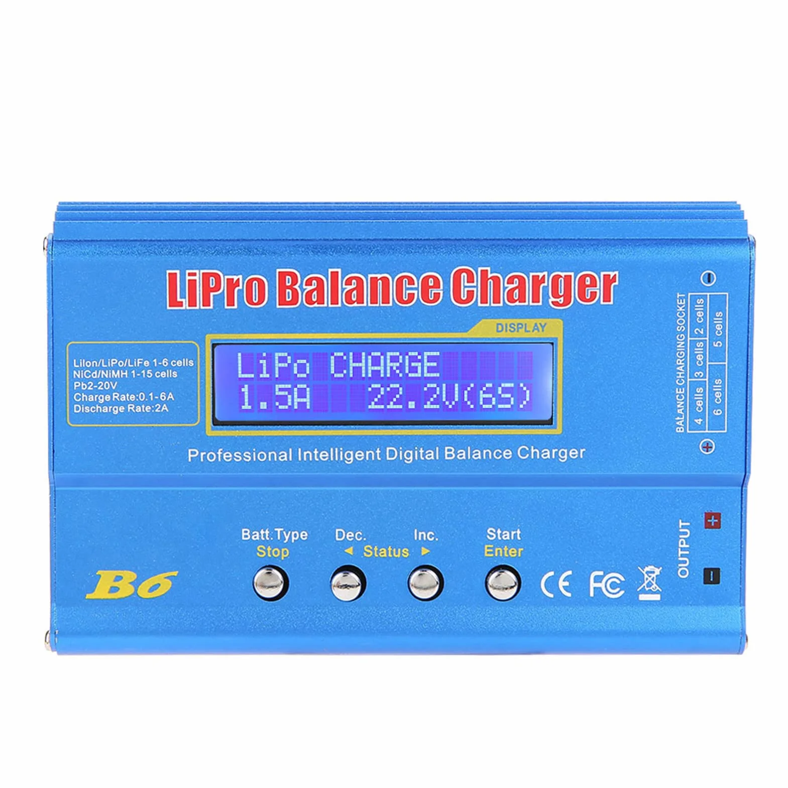 Jadeshay Cargador de Equilibrio,80W Cargador Lipo Descargador de Equilibrio para LLiPo NiMH RC Batería,con Pantalla LCD (EU Plug)
