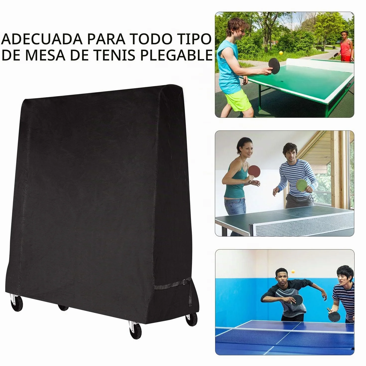 Funda Protectora para Mesa de Ping-Pong Impermeable Oxford 165x70x185cm Negro