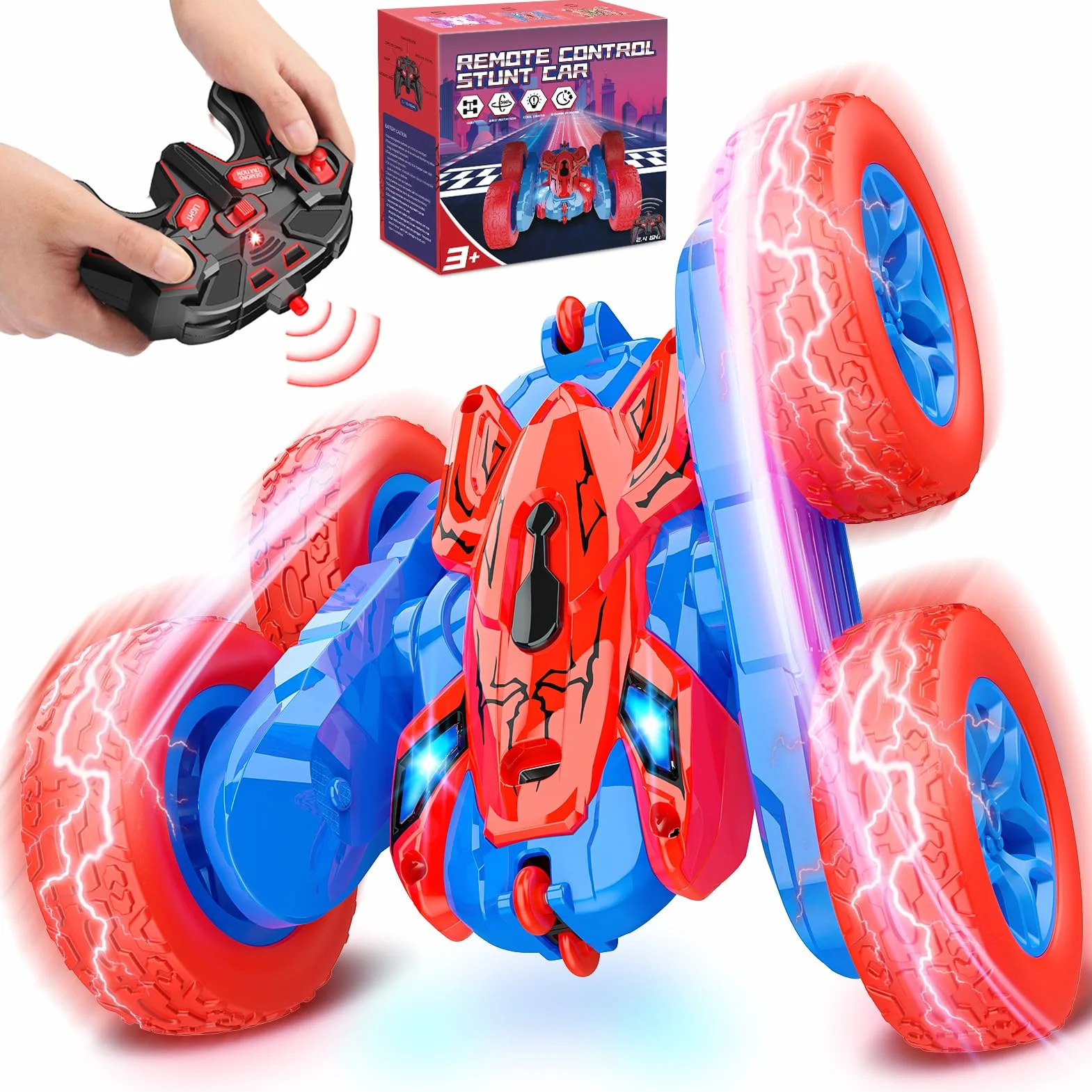 Dreamlandia Coche Teledirigido, Juguetes Niños 3-10 Años, Monster Truck Carro Telecomandado Criança 2.4Ghz con Luces, Regalo Niño 3 4 5 6 7 8 9 Años Cumpleaños