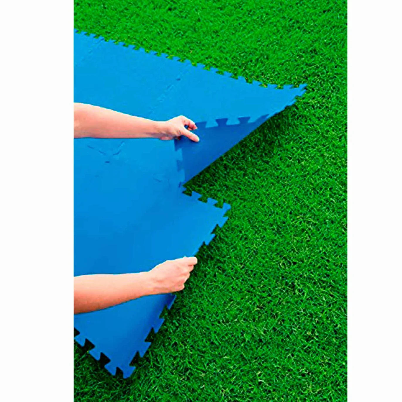 Acan Tradineur - Protector de Suelo para Piscina, Set de 9 Piezas de 50 x 50 cm, Color Azul, 4 mm de Grosor. Tapete, Alfombra Puzzle Protectora