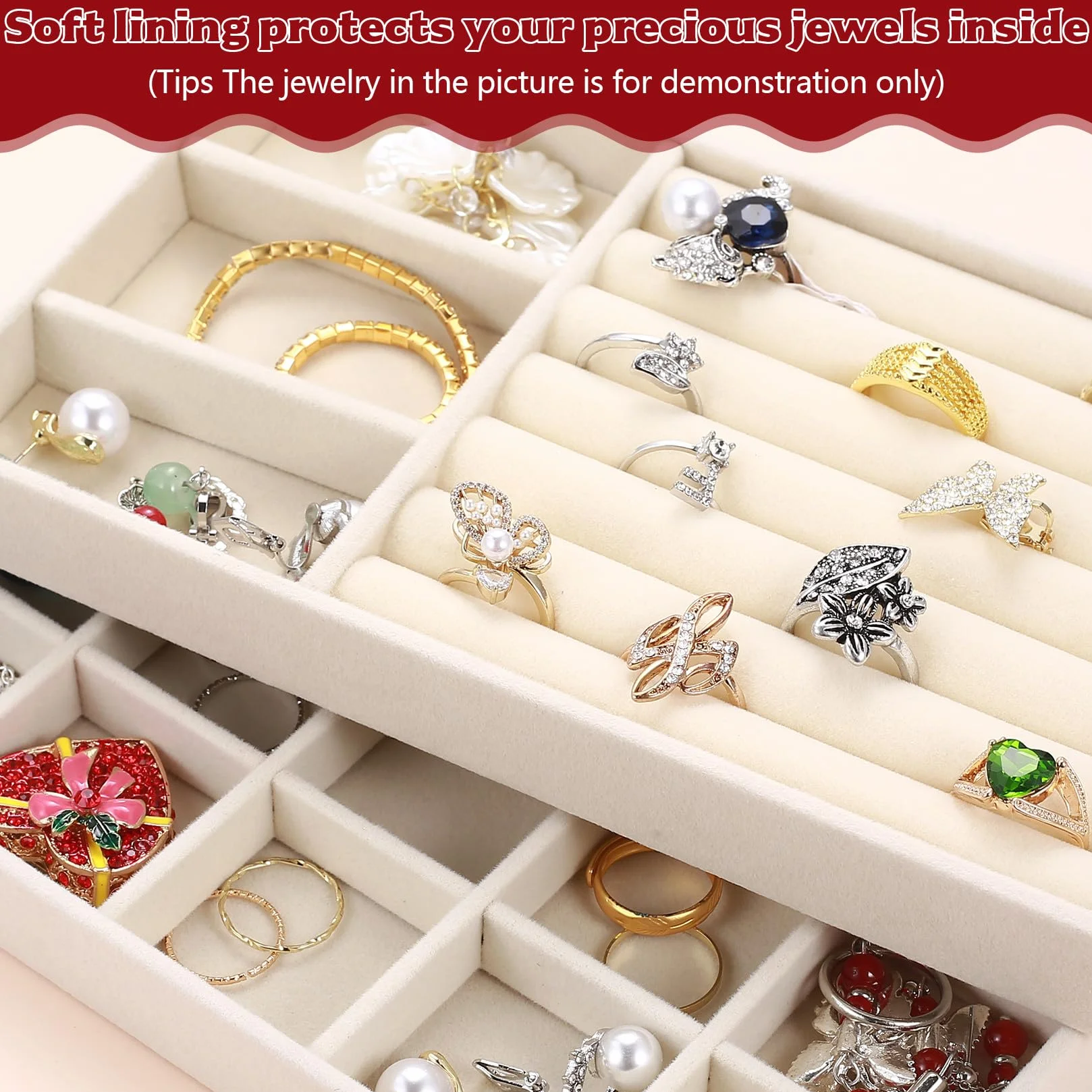 4 unidades de almacenamiento para joyas, cajón apilable, organizador de joyería, para cajones, pulseras, anillos, pendientes, tocador