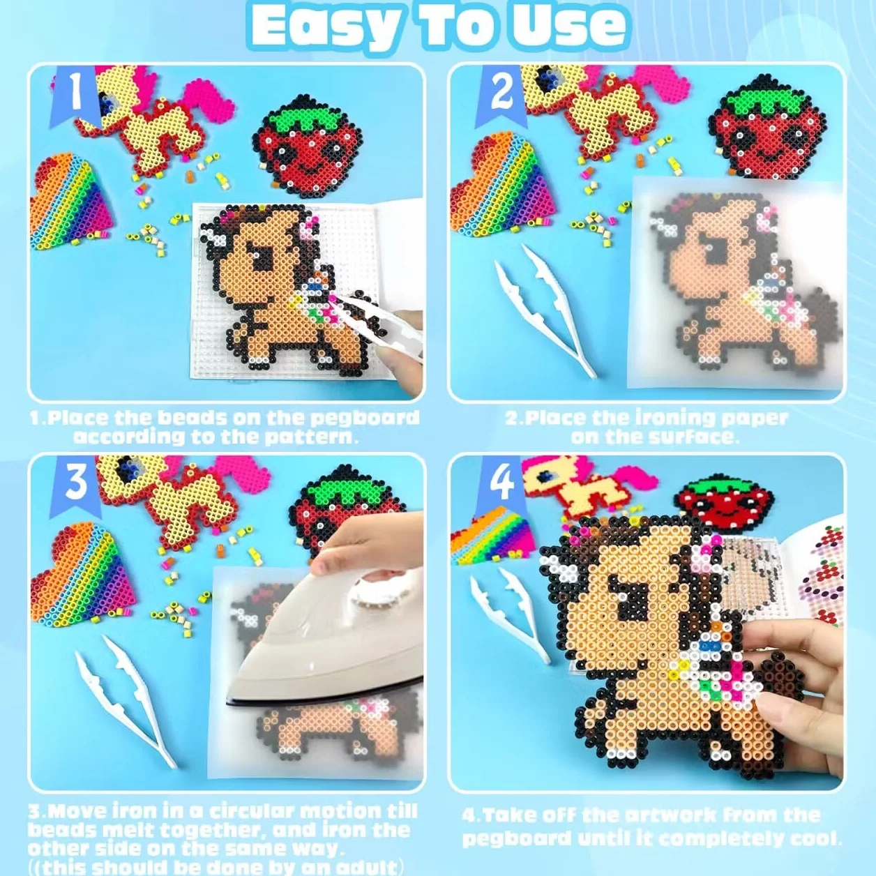 Cuentas Para Planchar, 11000 Piezas Abalorios Fusibles de 20 Colores Set con Caja de Almacenamiento, Guía del Usuario, Diseño DIY de Joyas, Creativas y Manualidade, Para Niños Cumpleaños Navidad (5mm)