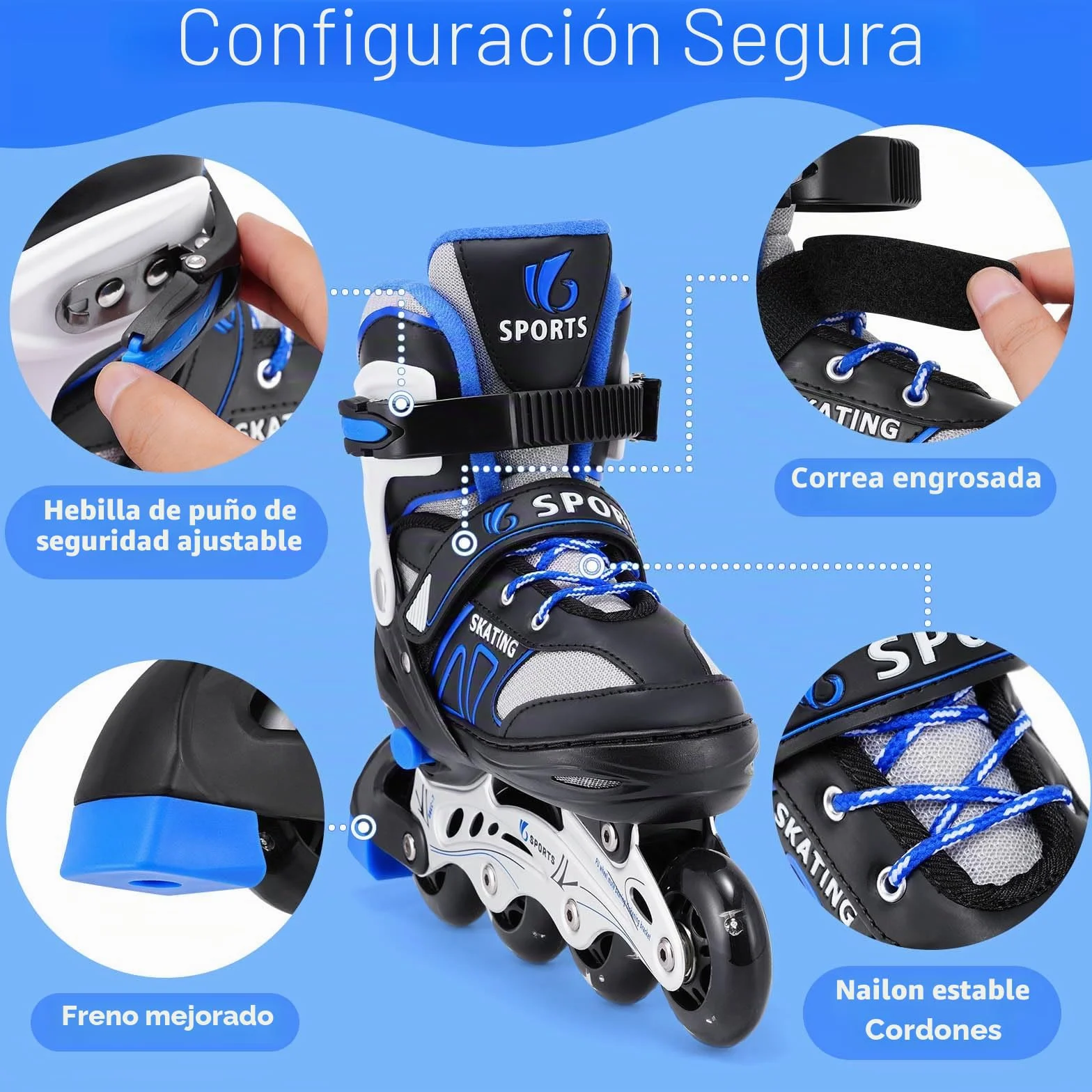 Patines en Línea Ajustable para Niño con Ruedas de Iluminación, Tallas Ajustables para Principiantes