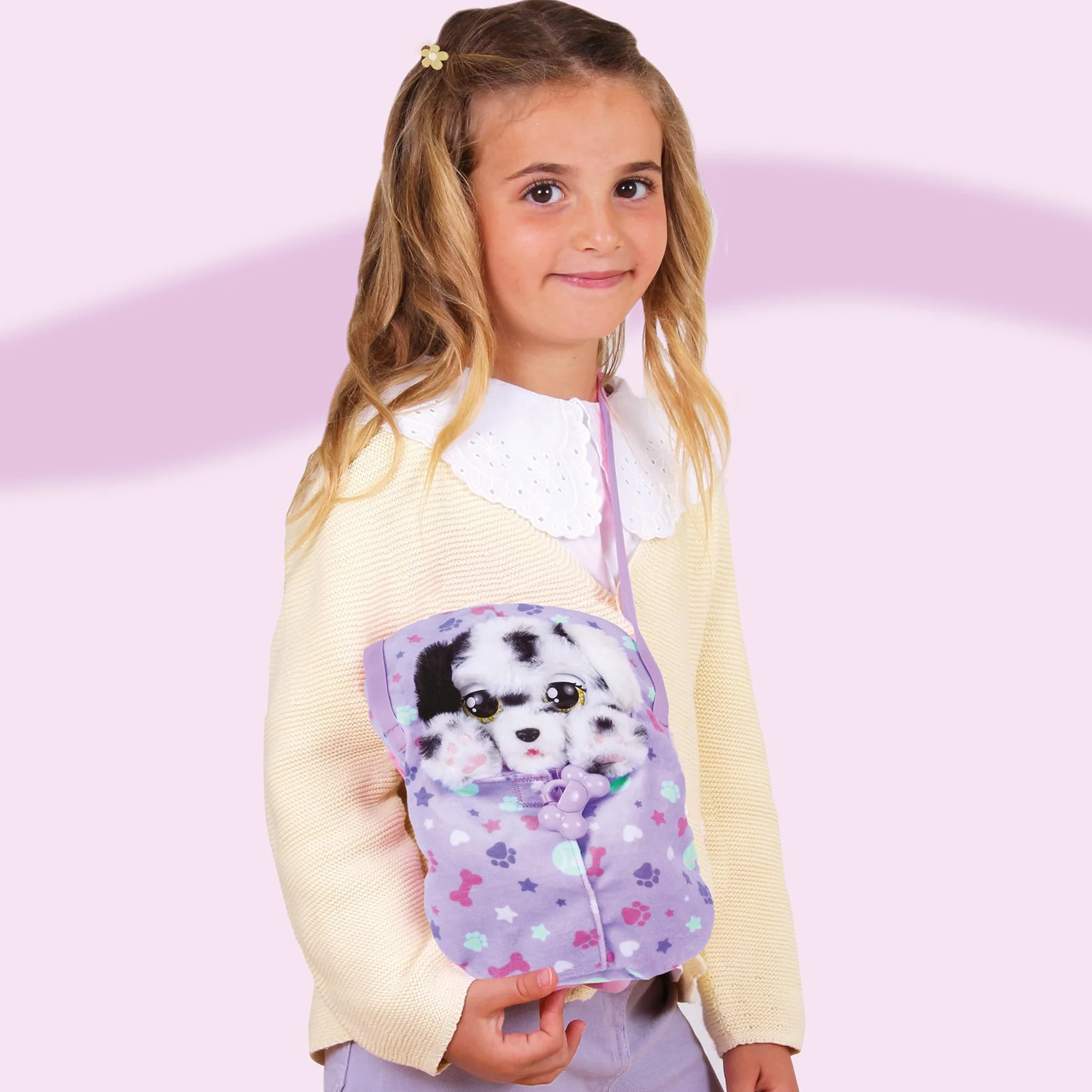 BABY PAWS Sleeping Puppies Dálmata- Peluche Interactivo con Sonidos que Abren y Cierran los Ojitos e Incluyen una Bolsita-Manta-Regalo óptimo para Niños y Niñas +3 Años