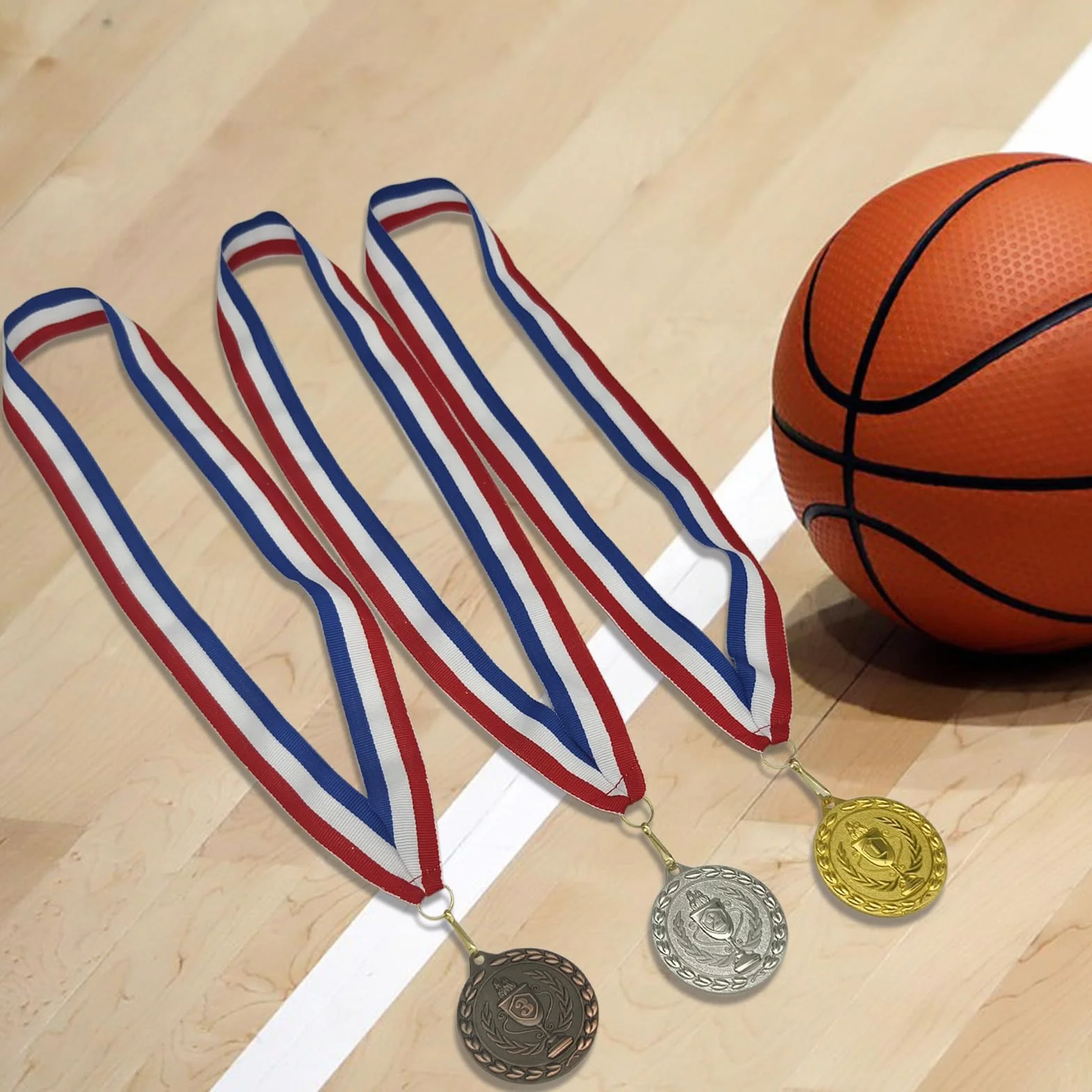 Juego de 12 Medallas de Metal Bronce Plateado Dorado para Niños y Adultos con Collar de Cinta para Premios Deportivos