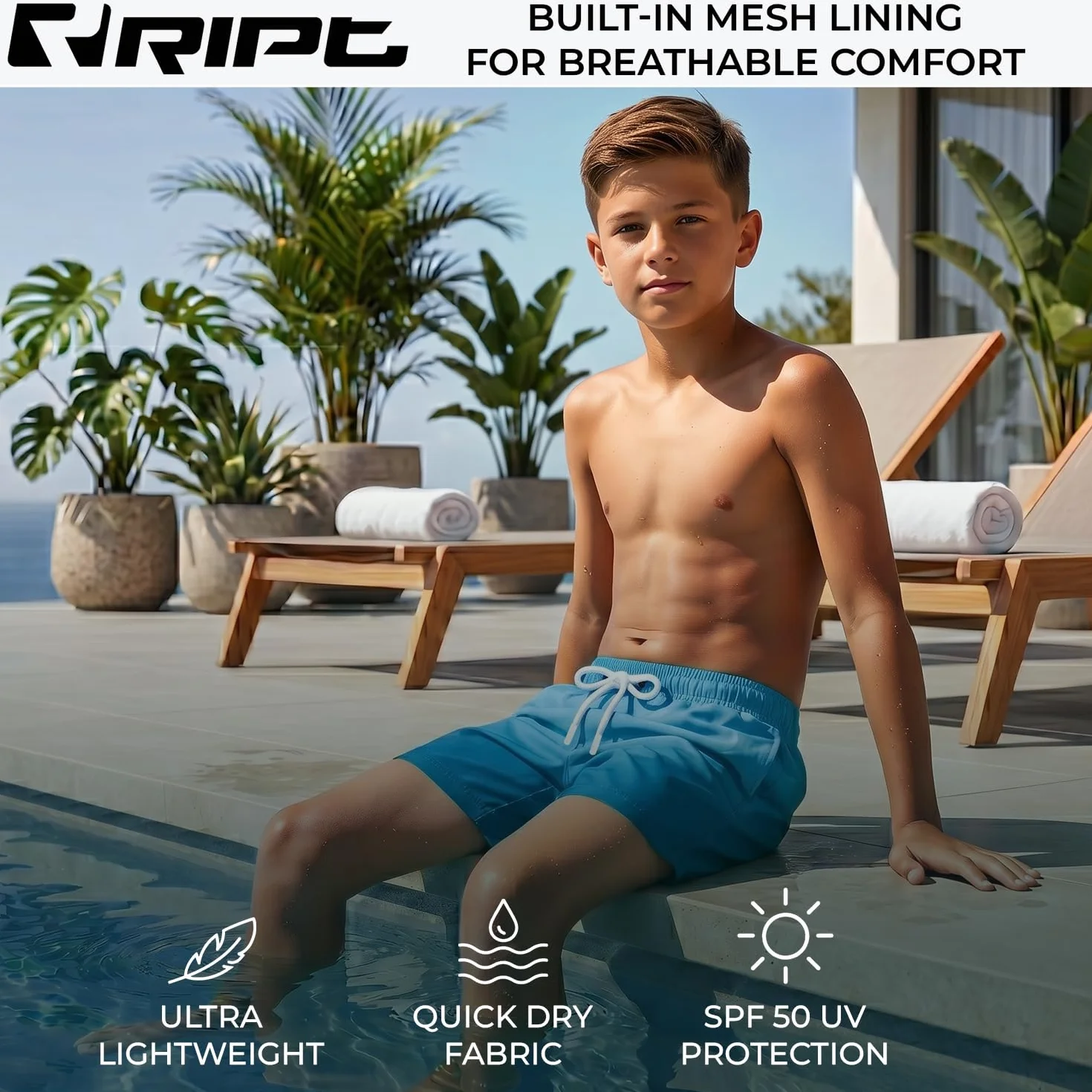 Bañador Niño Secado Rápido – Boardshort con Forro Malla, Protección UV 50, Pantalón Corto Surf