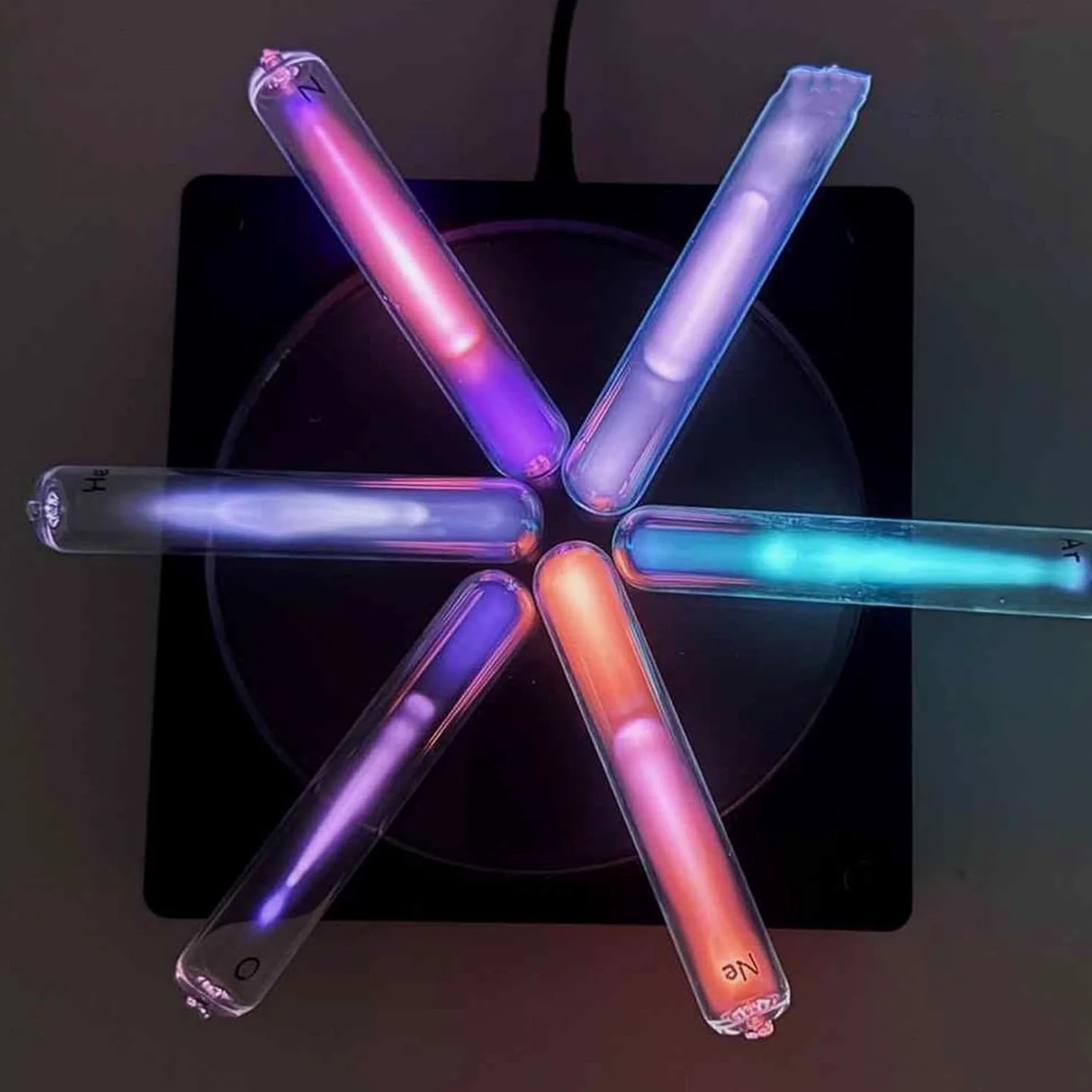 Lámpara con 5 Tubos De Plasma, Dispositivo Luminoso De Vidrio con Tubos De Plasma, Luz De Neón con Gases Raros, para Decoración De Fiestas, Señal De Advertencia para Actividades Al Aire Libre
