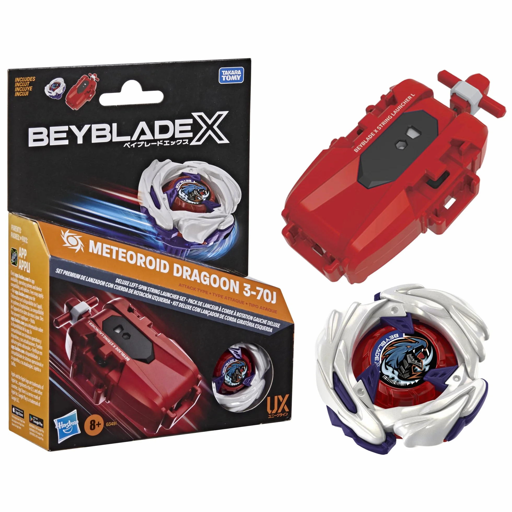 Takara Tomy Beyblade X Lanzador Cuerda Rotación Izquierda Top Ataque Juego Batalla 8 años