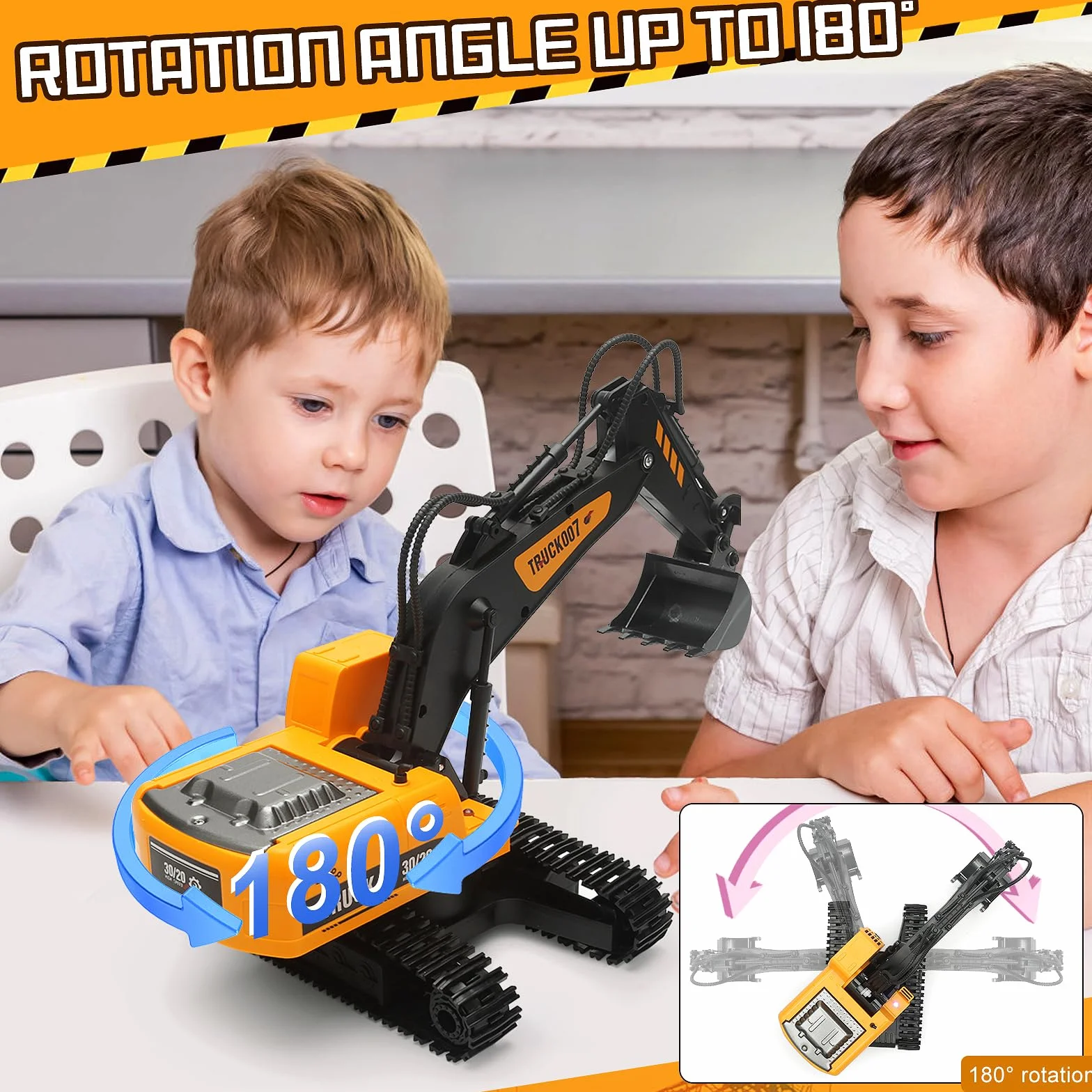 2,4 GHz Excavadora Teledirigido,1:24 Excavadora Juguete Teledirigido,Excavadora Control Remoto,Grua Teledirigi-da,Gruas de Juguete,con Luces y Música,Juguet Construcción Regalo Cumpleaños (C)