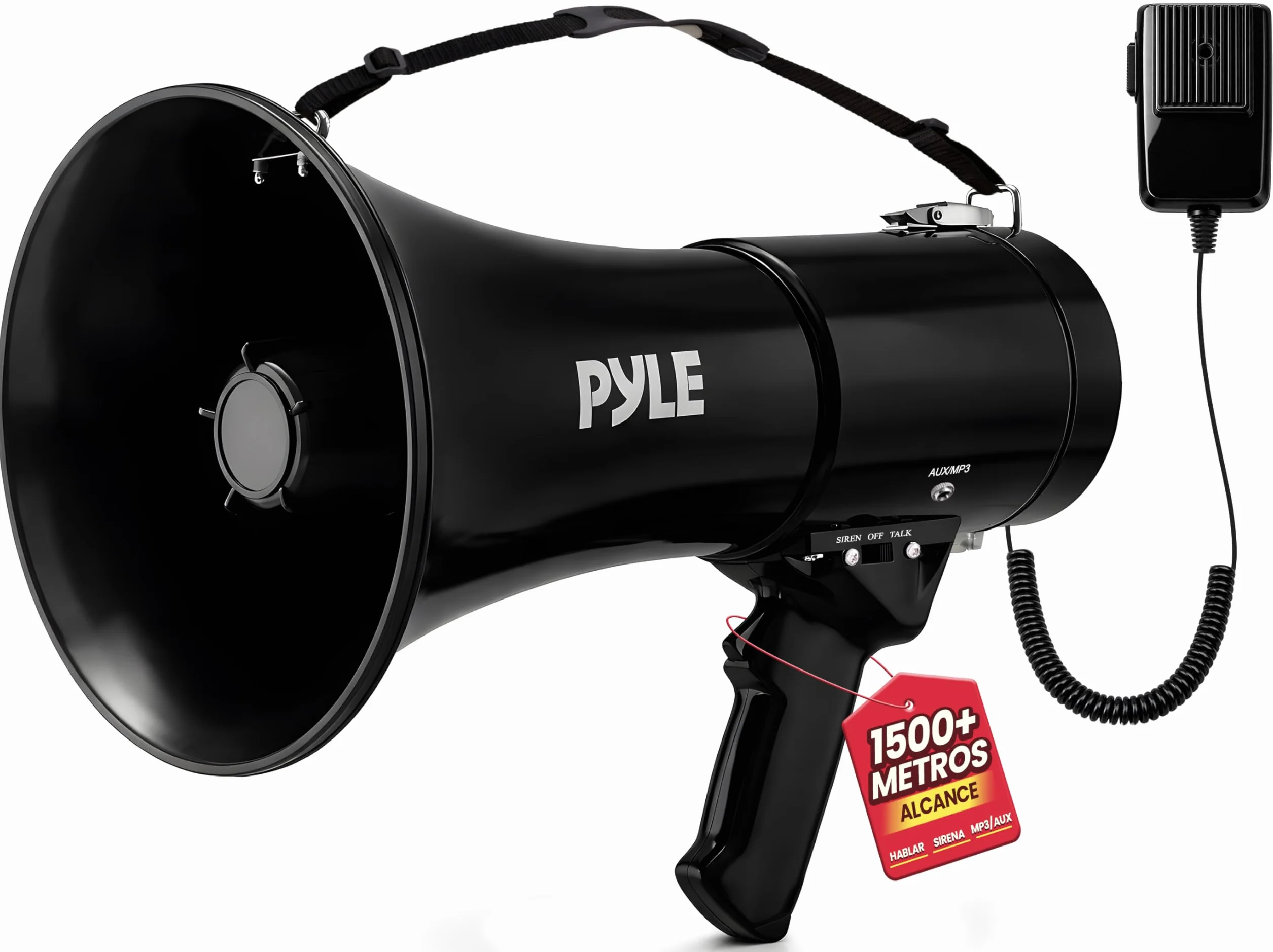 Pyle Megafono Portatil 50V Sirena Control de Volumen