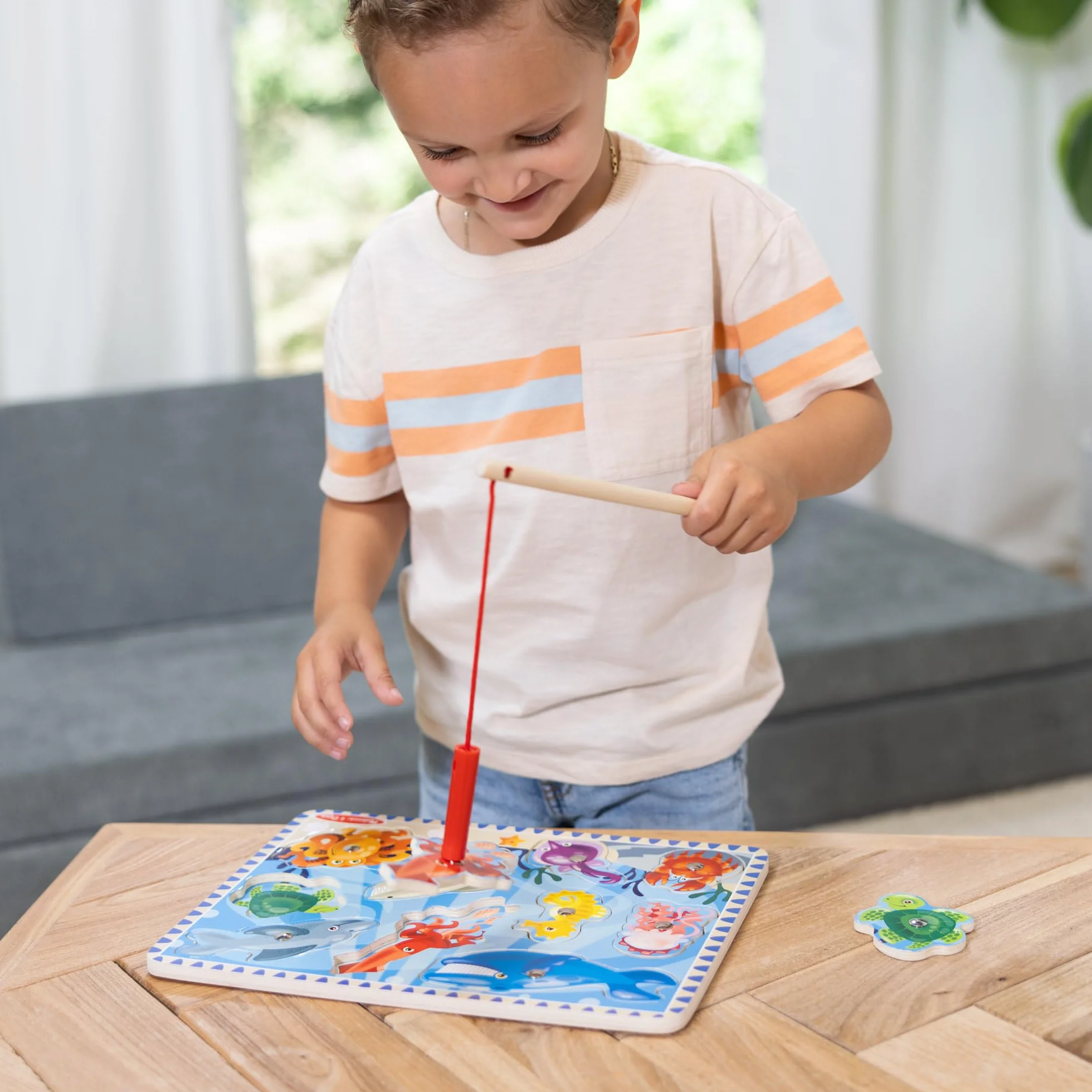 Melissa & Doug Juego Magnético de Pesca, Juguete de Madera, Puzzle Animales Marinos, Regalo 3 4 5 Años