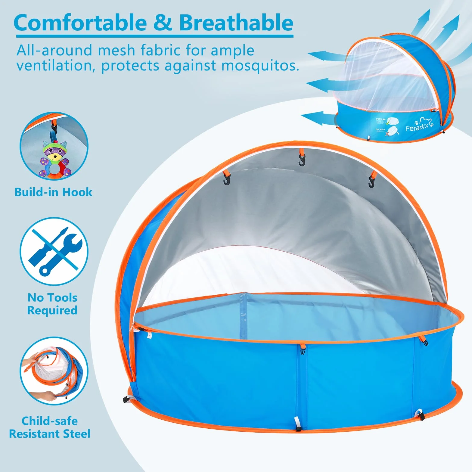 Peradix 4 en 1 Tienda para Bebés Piscina De Bolas Emergente, Tienda De Juegos Portátil para Niños Piscina para Bolas Tienda De Protección Solar Piscina Infantil para Bebés Al Aire Libre Interior, Bule