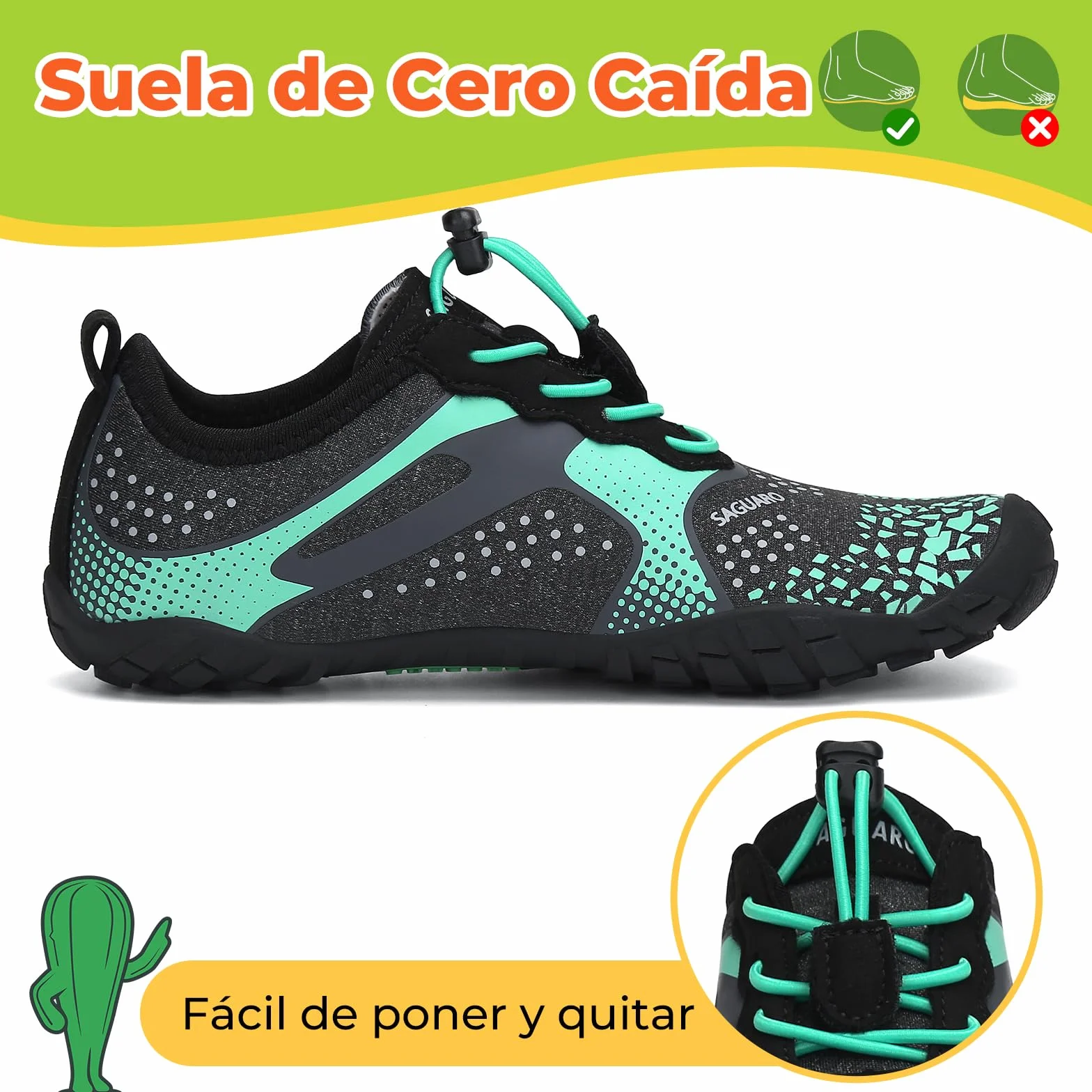 SAGUARO Barefoot Zapatillas Minimalista Trail Running Niños Niñas Gr.24-36