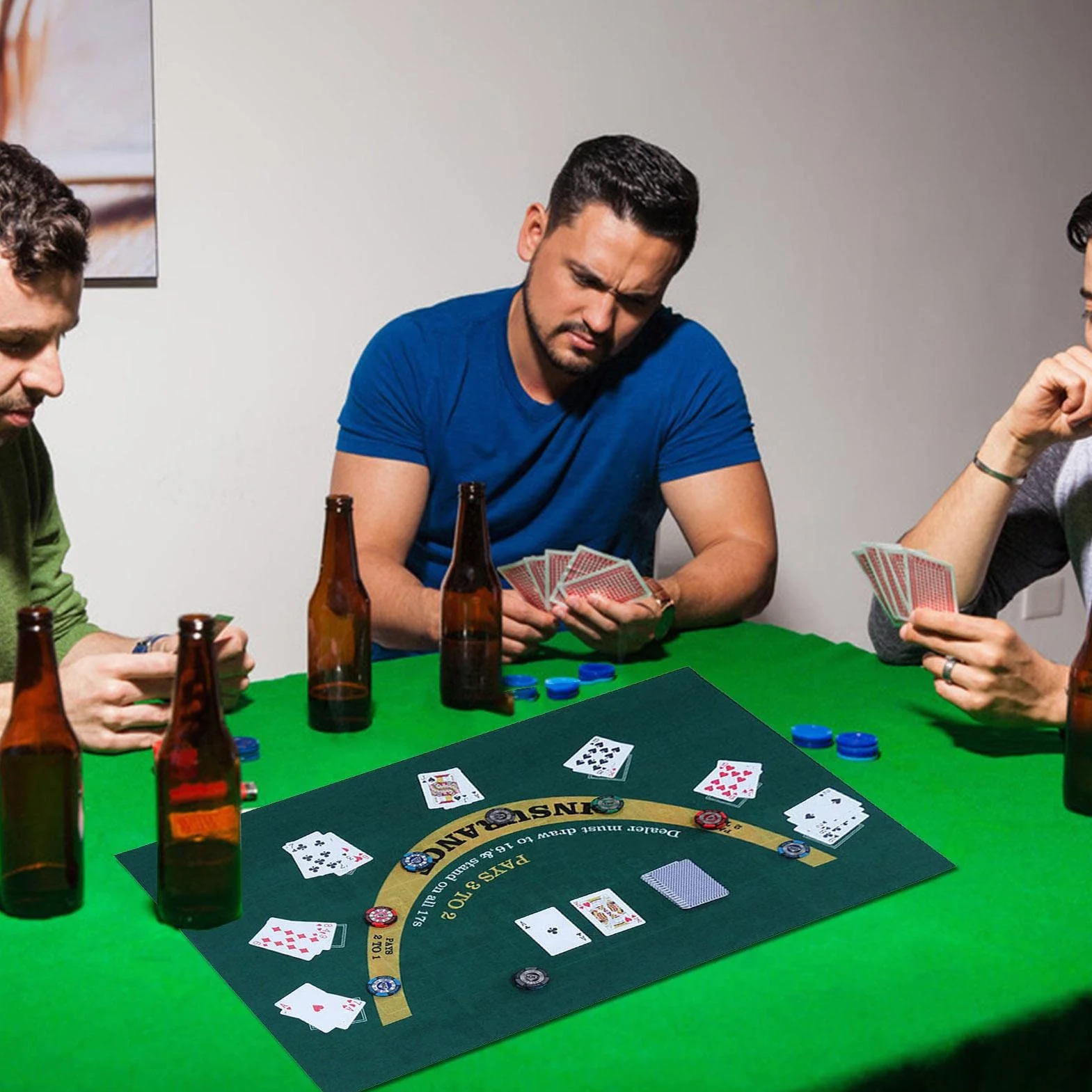 Diseño de Mesa de Casinos de Doble Cara, tapete de Mesa Disponible para Blackjack y Texas Hold'em, tapete para Juegos con diseño de Mesa de Ruleta, Accesorios para Juegos de Cartas, 60x90cm