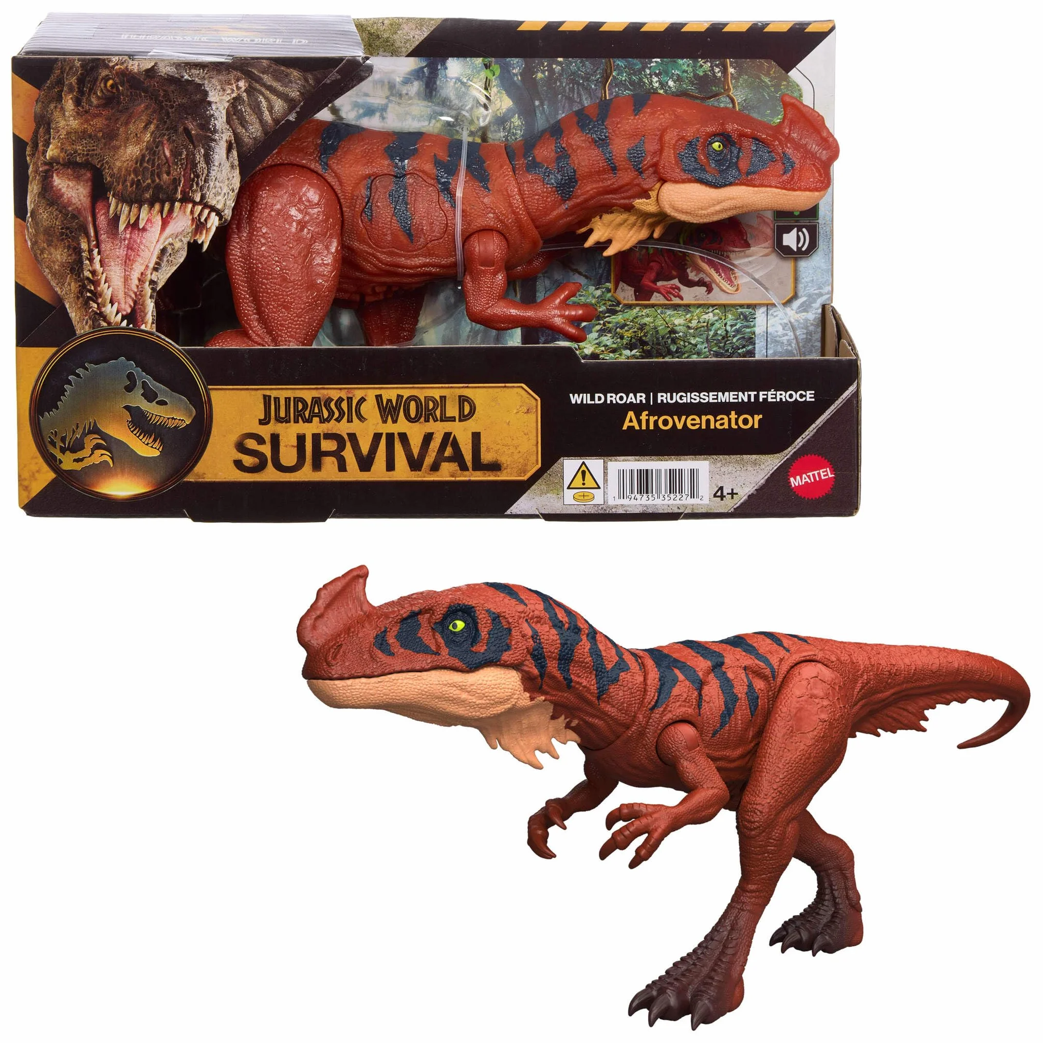 Mattel Jurassic World Rugido Salvaje Figuras de Dinosaurio con Ataque de mordisco en múltiples direcciones y Sonido, Juguete articulado, Juego Digital (Las Especies Pueden Variar), JKL76