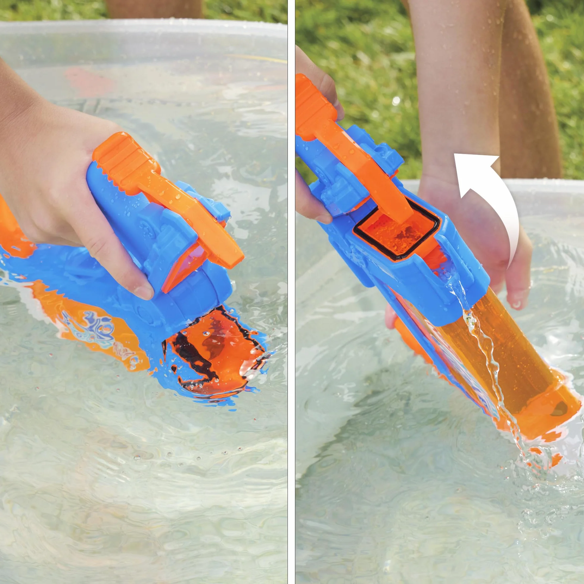 Hasbro Nerf Super Soaker Flip Fill, Lanzador de Agua para Niños y Niñas a Partir de 6 Años, 4 Estilos de Rociado, Llenado Rápido, Tanque de 0,8 L, Juegos de Exterior