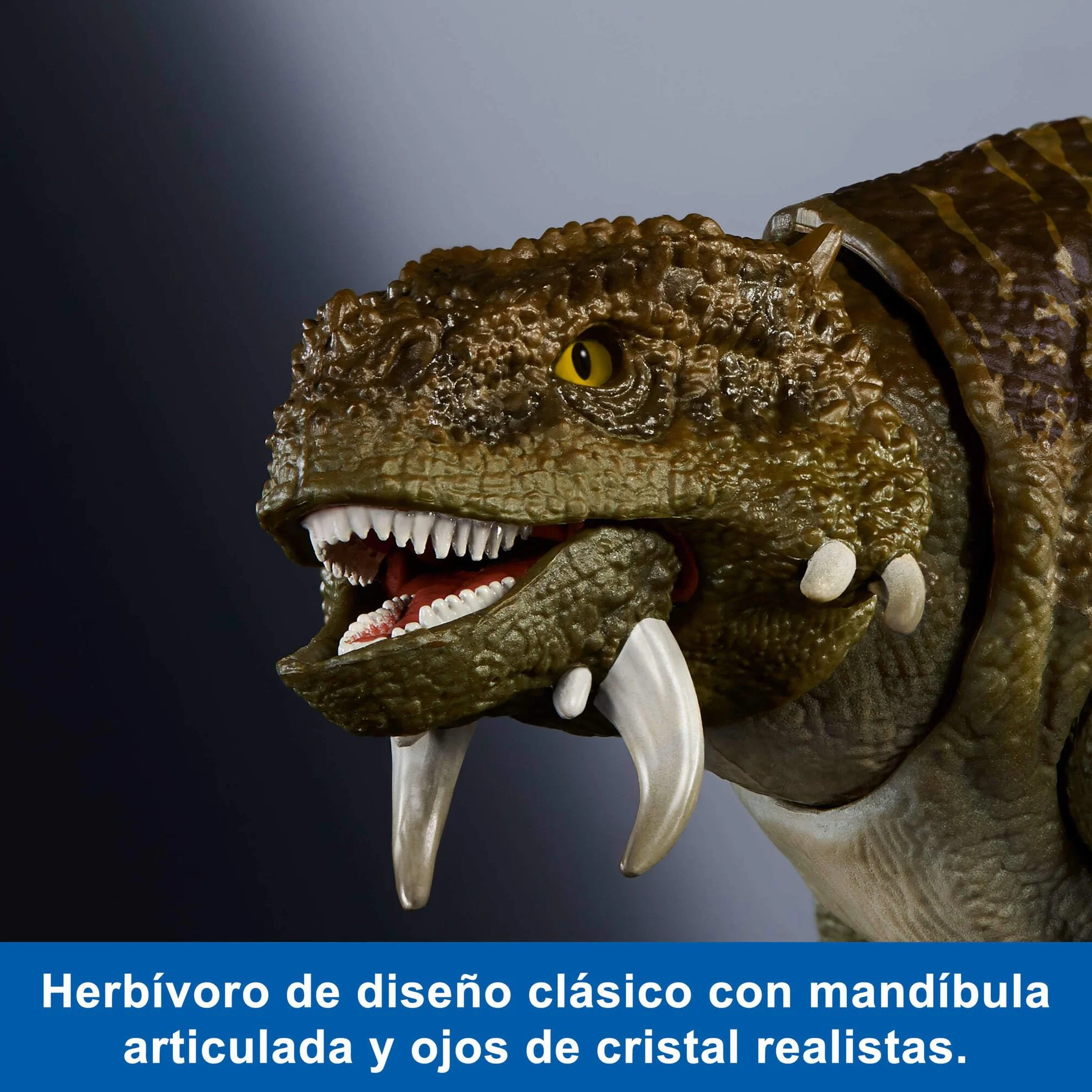 Mattel Jurassic World Colección Hammond Escutosaurio Figura de acción dinosaurio, ojos de cristal, 14 puntos articulación JDJ08