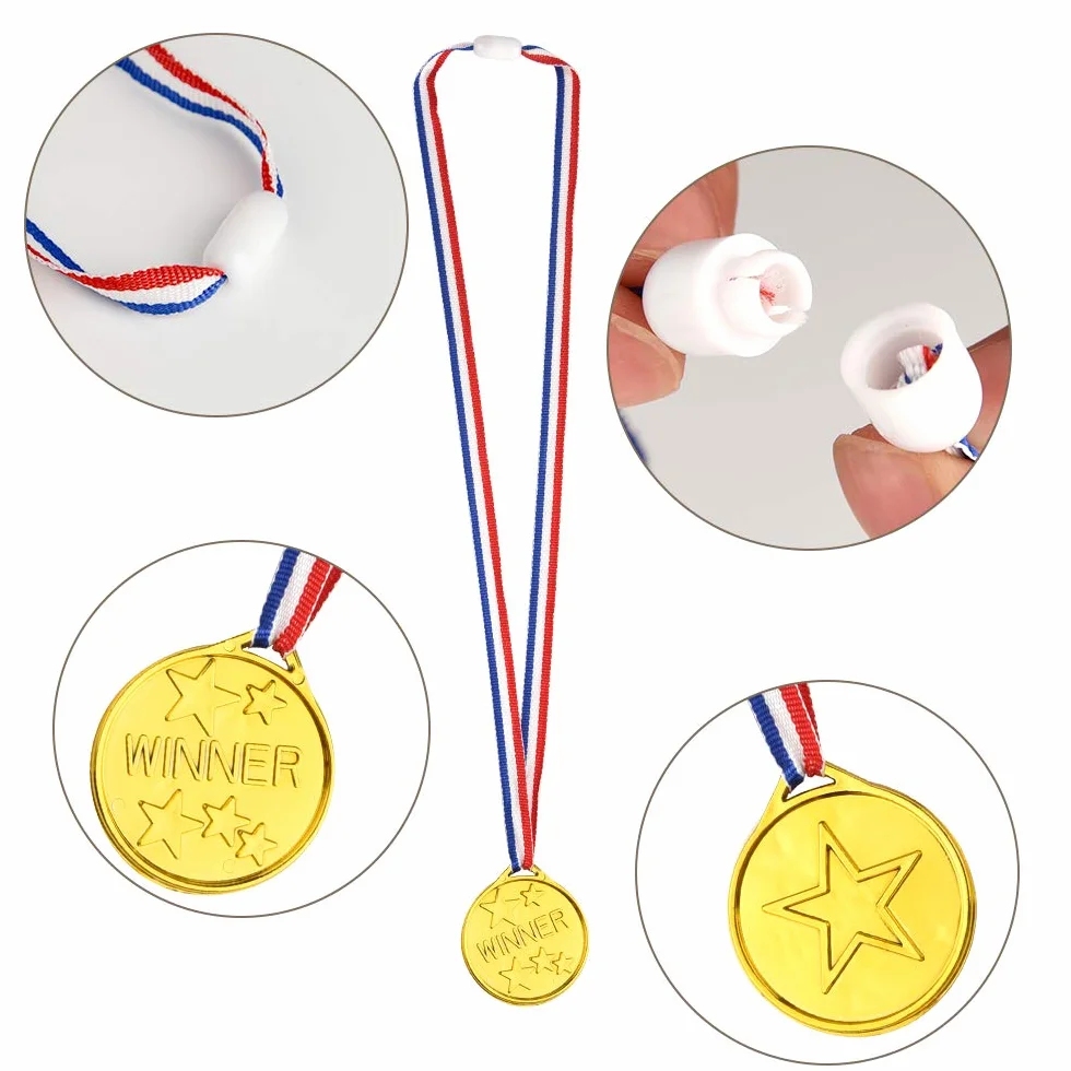 FEPITO Juego de Medallas y Copas de Trofeo 50 Piezas, Copa de Plástico Dorada 10 Piezas, Medallas de Ganador 40 Piezas para Premios Infantiles