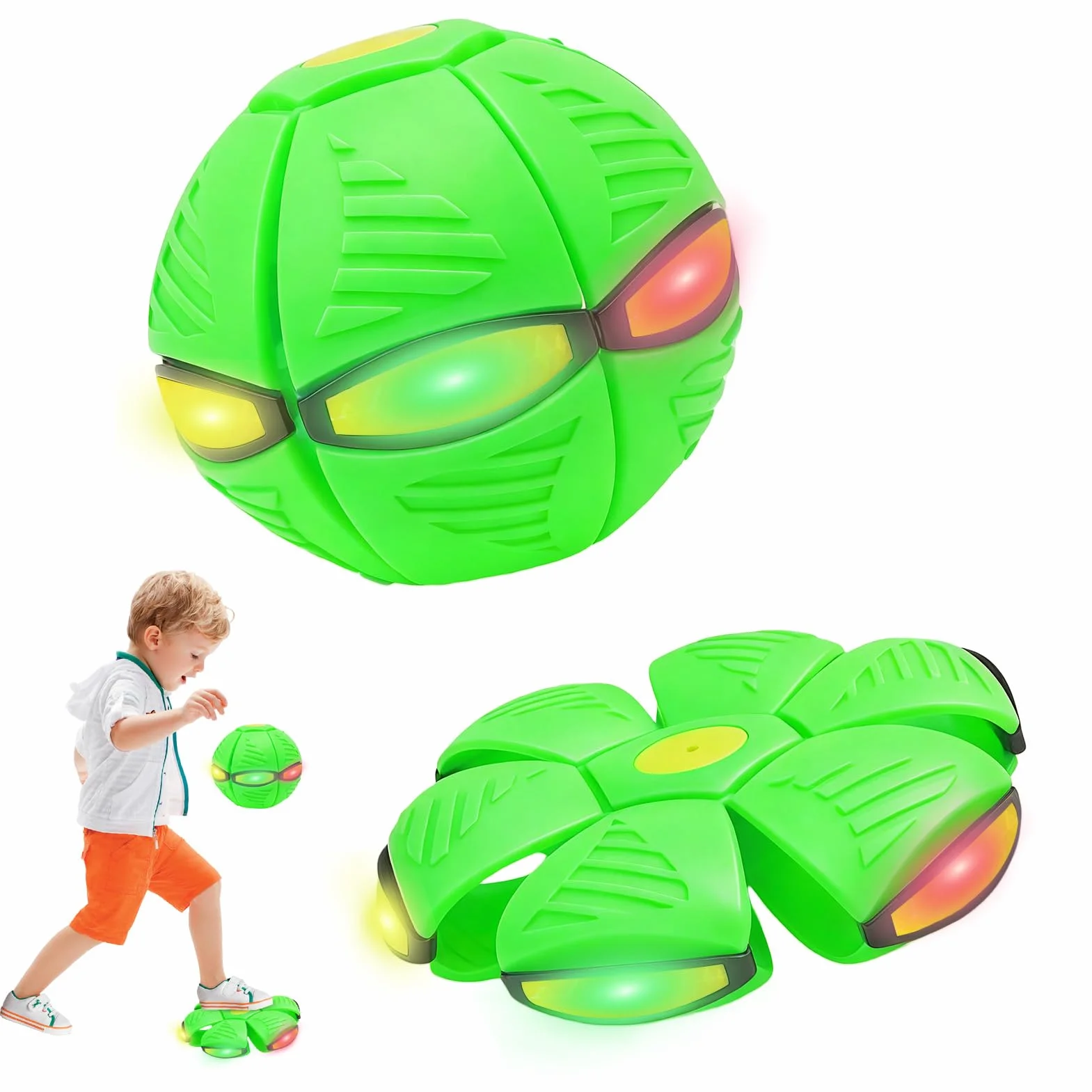 Platillo Volador mágico, Mini Frisbee Transformable en Balón, Flat Ball , Nueva Bola mágica de 2026 con 6 Luces, Bola Voladora, Pelota Voladora para Niños, Regalo Niño Innovador, Juguete para Perros