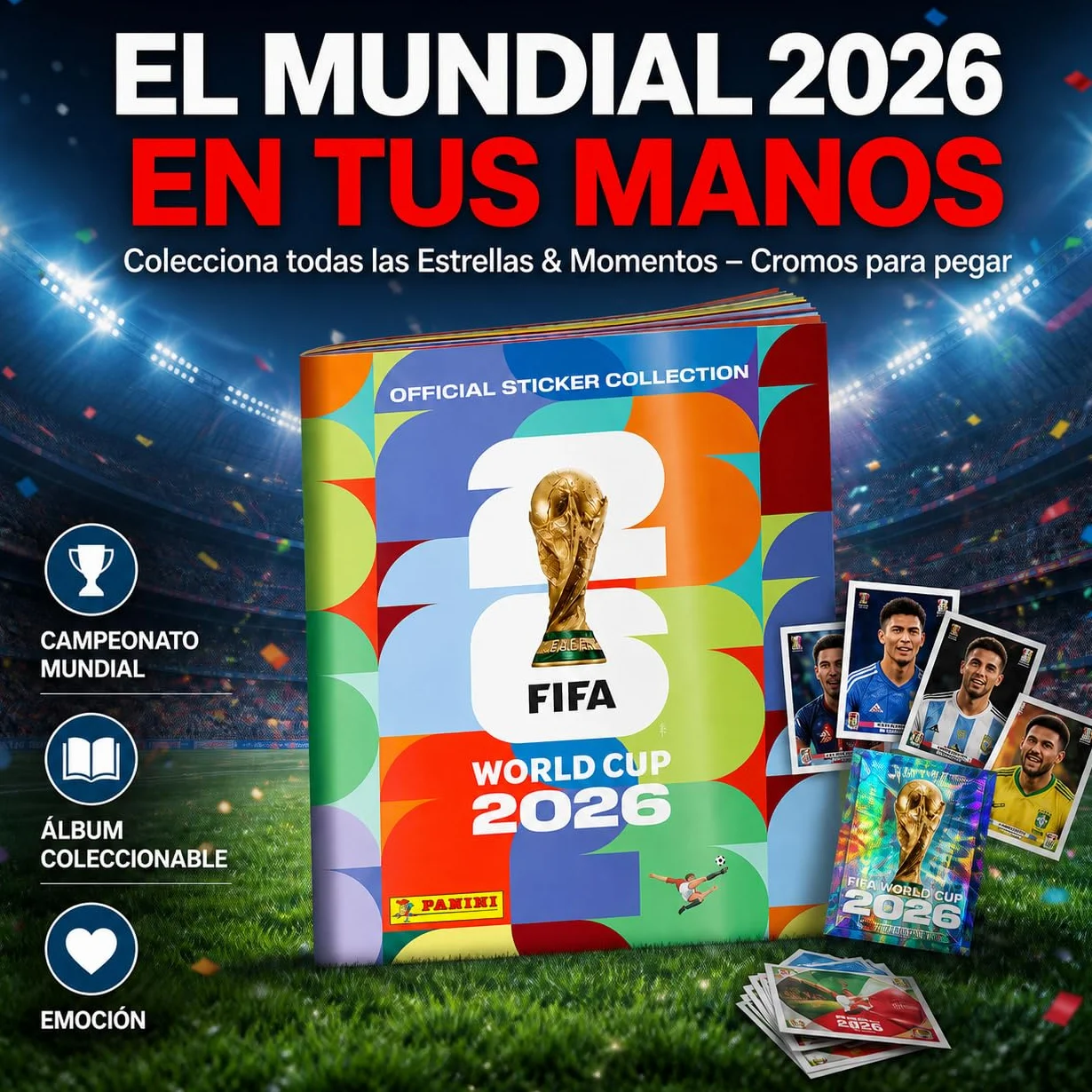 Panini Álbum de cromos coleccionable Set de inicio XXL Fan Mundial 2026 con 1 calendario de partidos extra