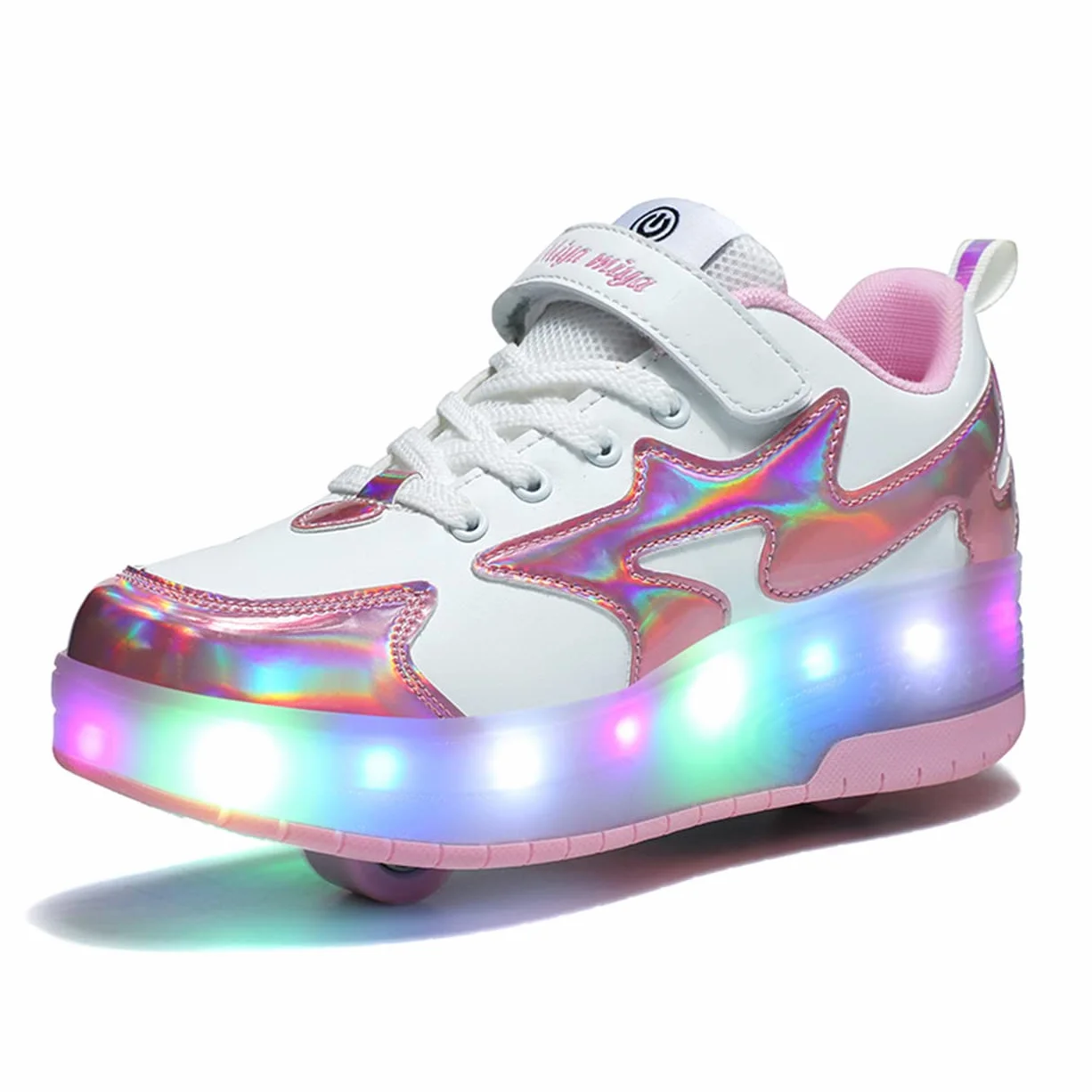 Zapatos con Ruedas Zapatillas LED con Dos Ruedas para Niños Carga USB Automática Calzado Skateboarding