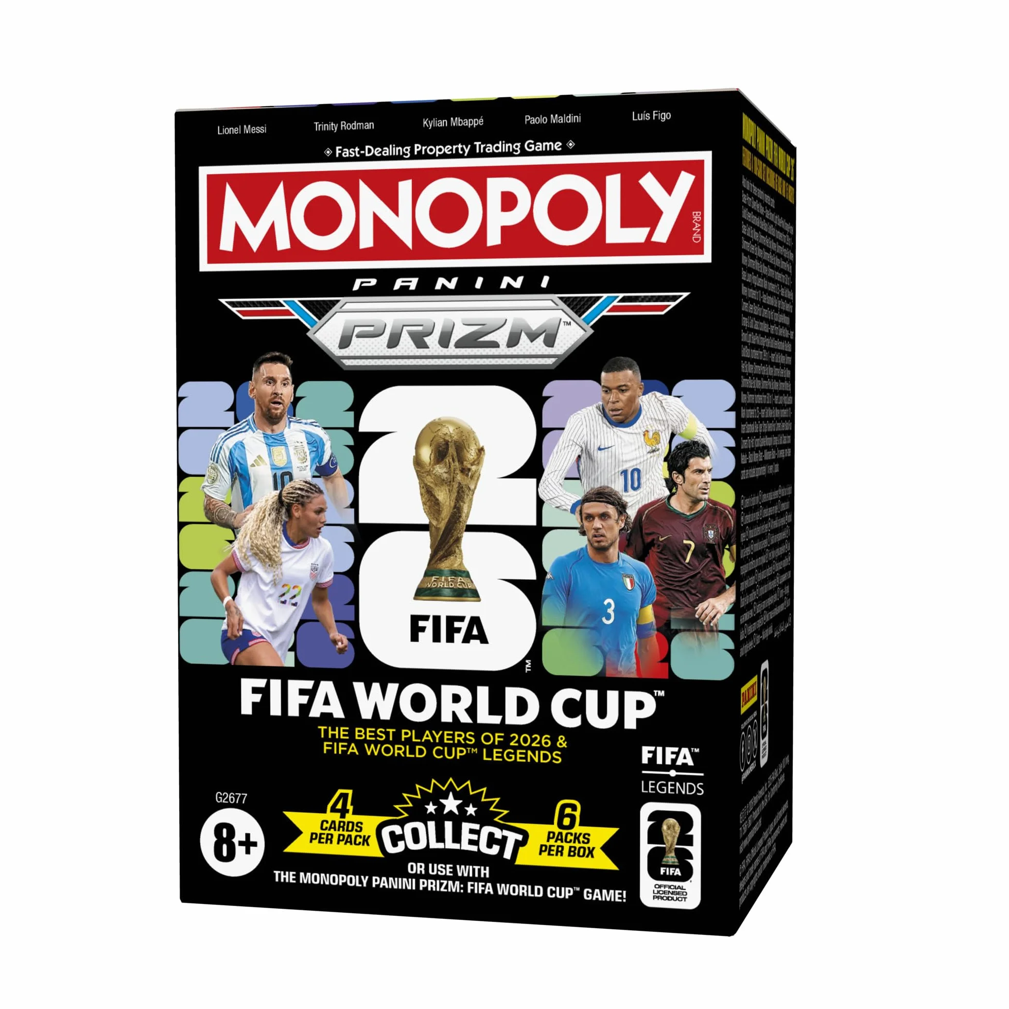 Monopoly Panini Prizm FIFA Copa Mundial Caja de Cartas Coleccionables Estrellas y Leyendas