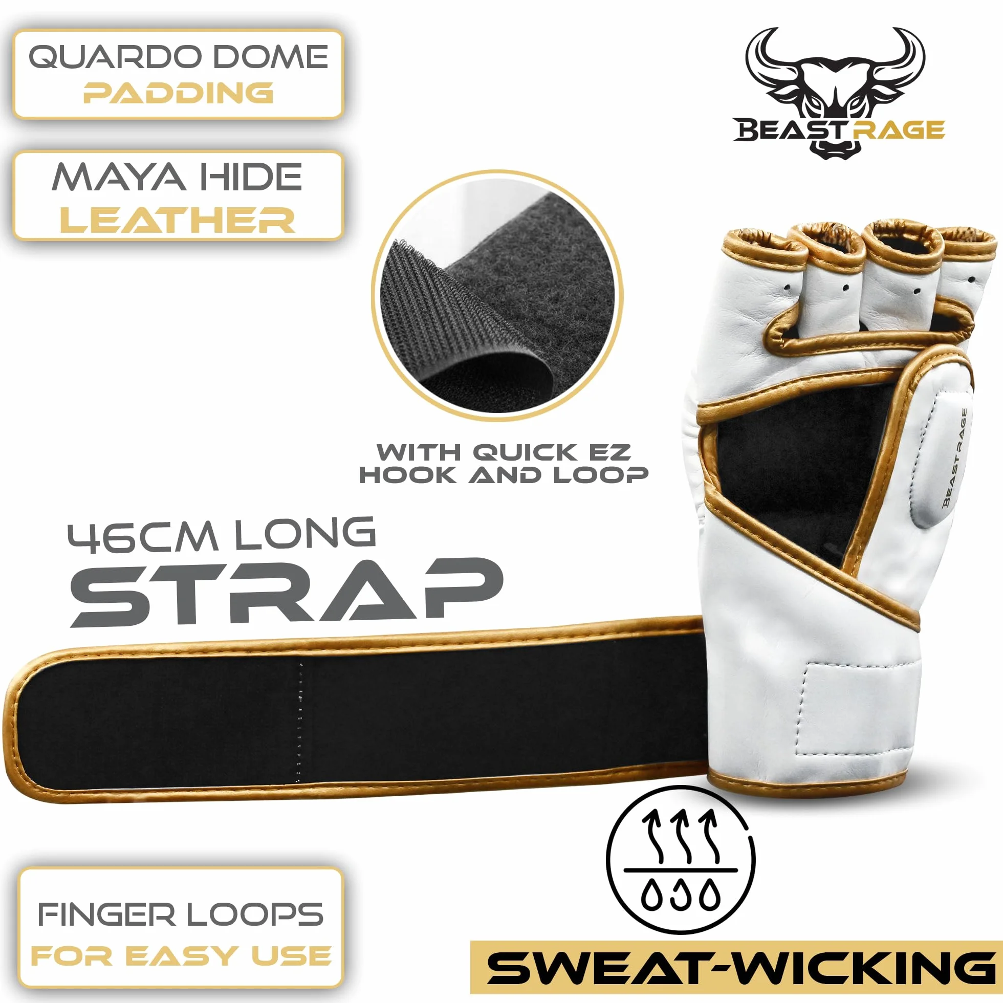 BEAST RAGE Guantes MMA para hombre grappling Muay Thai kickboxing con soporte muñeca almohadilla amortiguadora