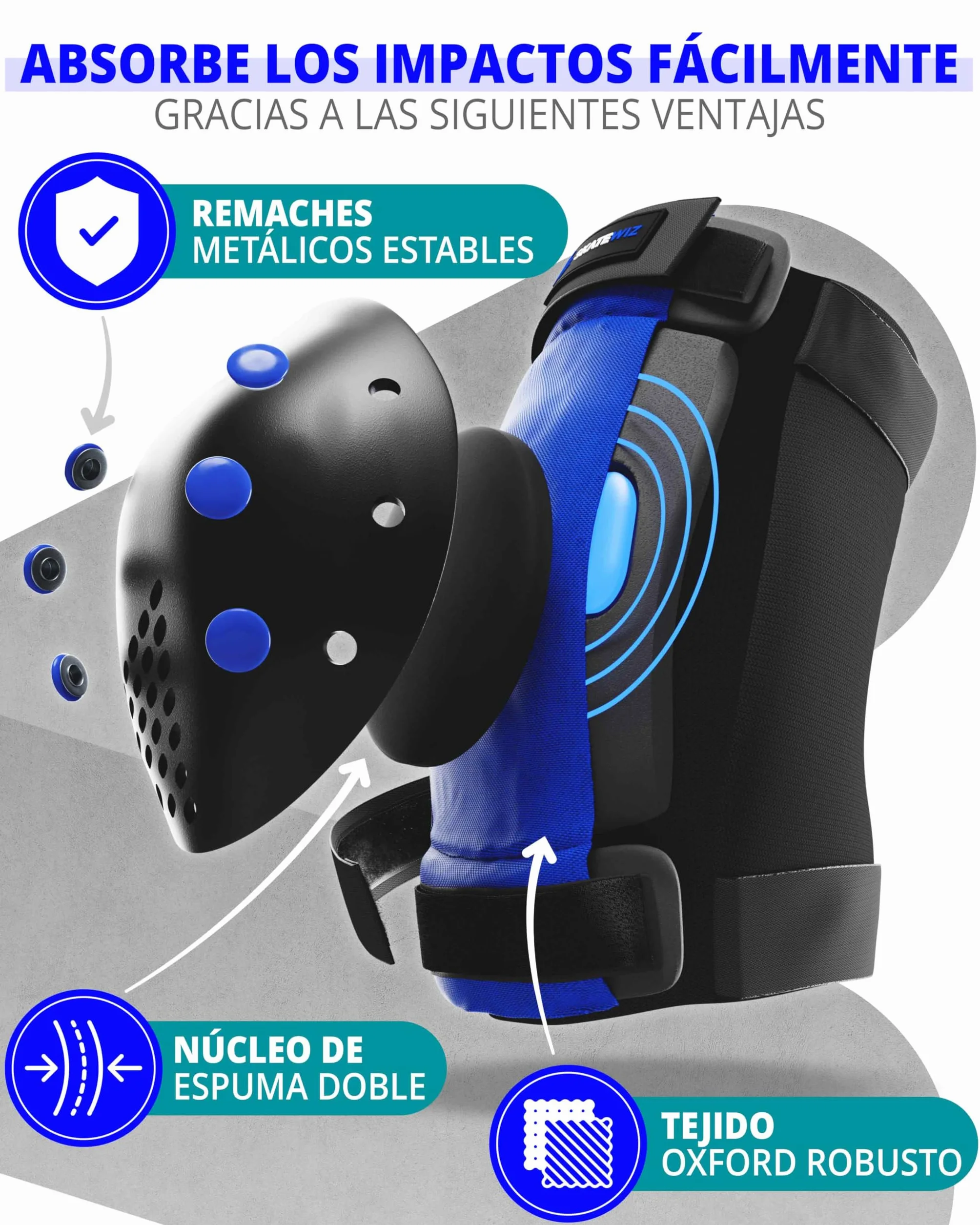 SKATEWIZ Protecciones Patines Rodilleras Coderas Skate Scooter SMASH
