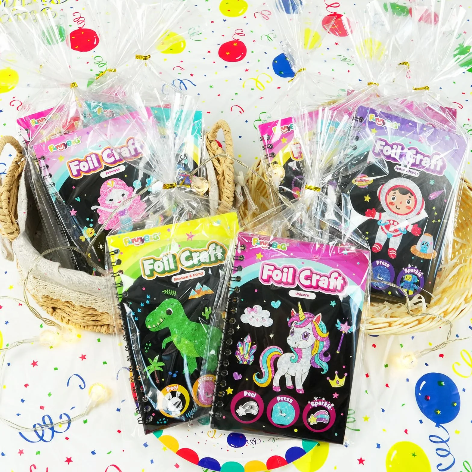 FUNNYB&G Arte con Foil Actividad Libros Colorear Detalles Cumpleaños niños, 2 IN 1 Foil Art&Livros de Colorir infantis, Regalos Cumpleaños Niños Colegio|Manualidades Niños Niña 4-10 Años (clásico 24)