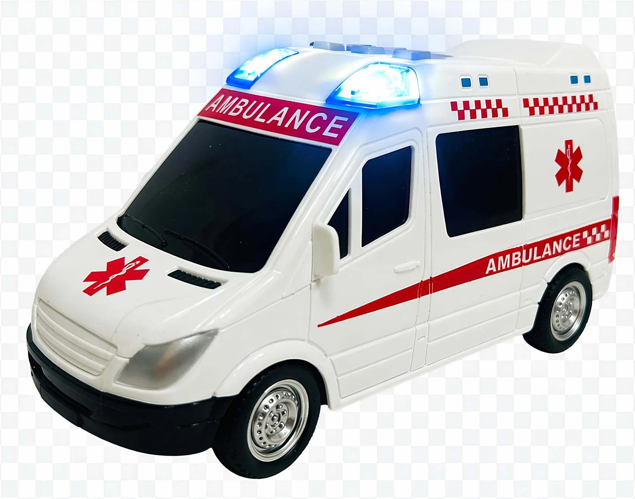 Ambulancia - Juguete con luces y sonidos reales, movimiento de embrague, ambulancia, grande, 18 cm, primeros auxilios con luces y sonidos, ambulancias para niños, con movimiento de embrague, sirenas