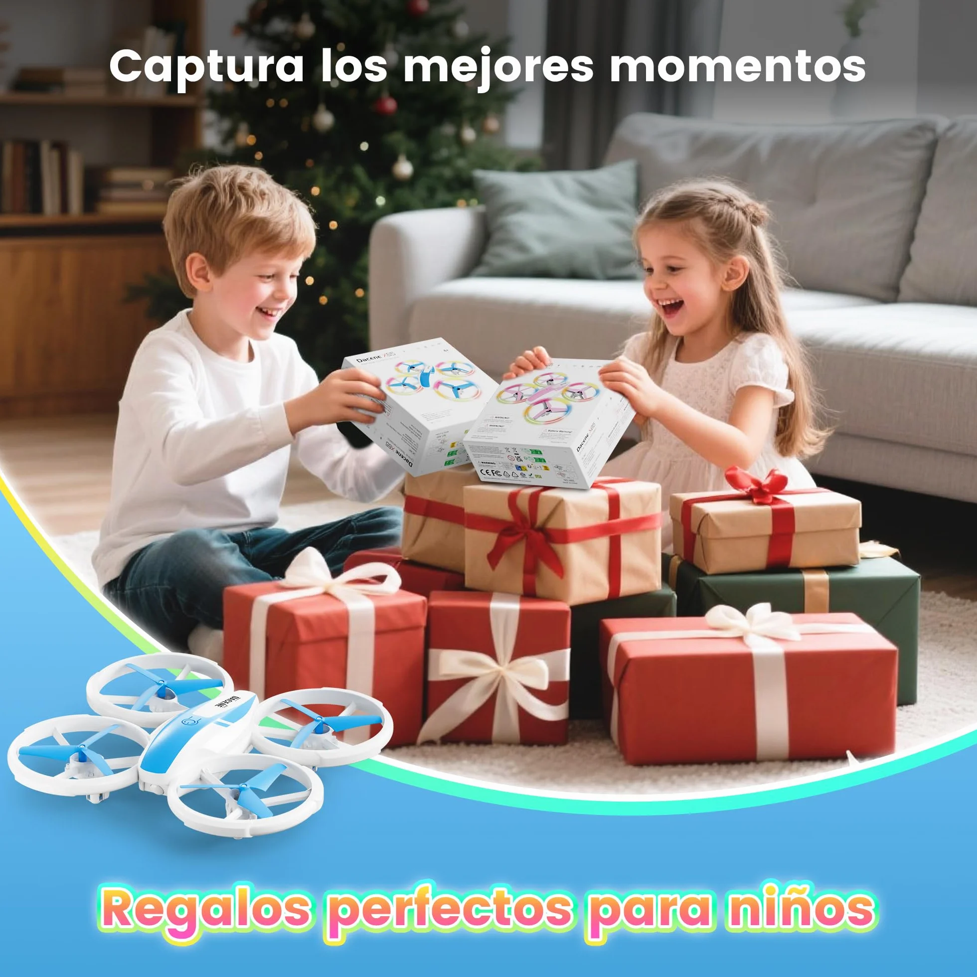 Dron para Niños con 5 Modes de Luces LED, Mini Drones Quadcopter RC para Principiantes, Retención de Altitud/360 Flip/3 Velocidades, Juguetes Regalos para Niños Niñas 8+ Años (Azul)