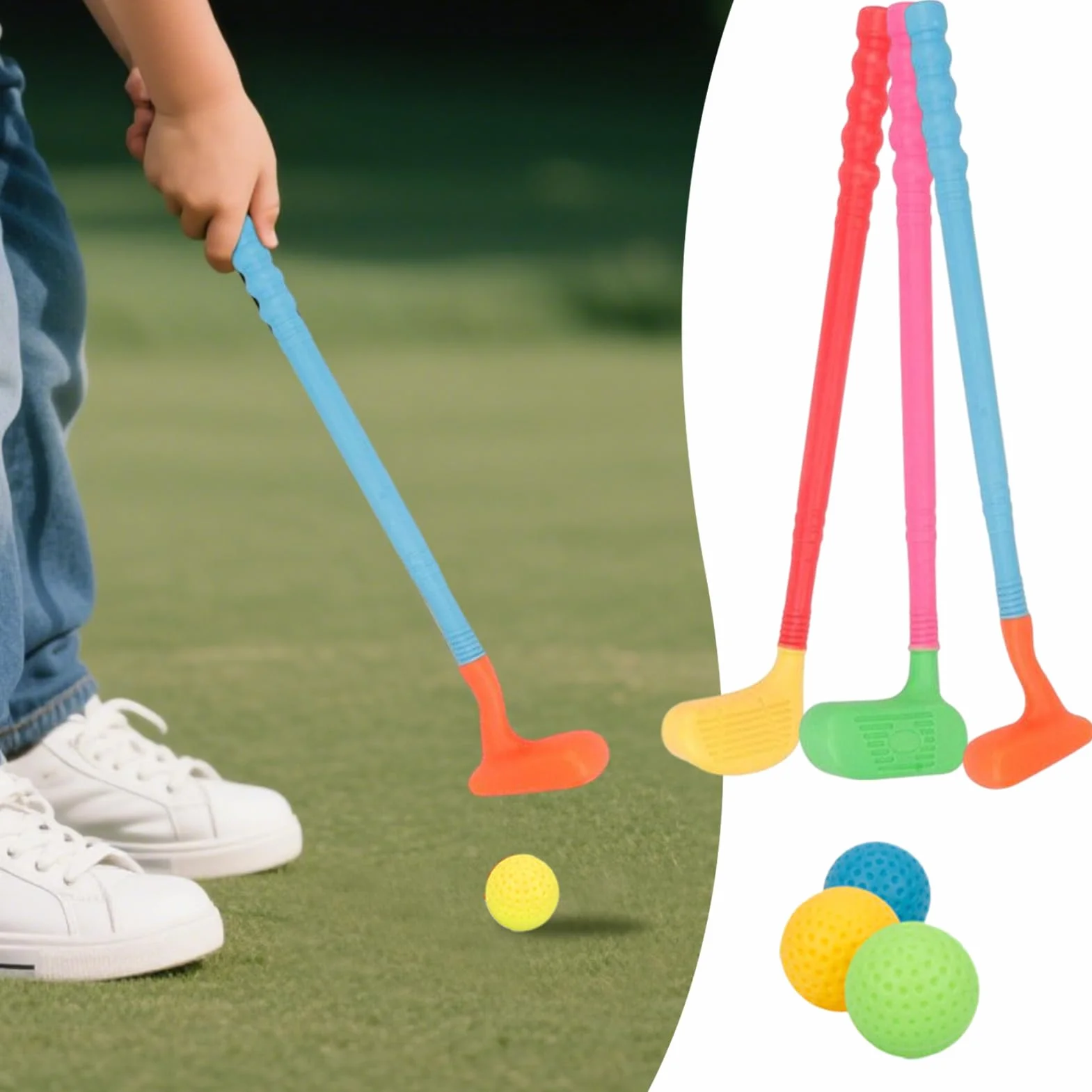 Palos de Golf para niños pequeños, Juego de Golf con Palos y Pelotas, Juego de de plás-Tico, Juguetes de, Juguetes Deportivos para niños y niñas en Interiores y Exteriores