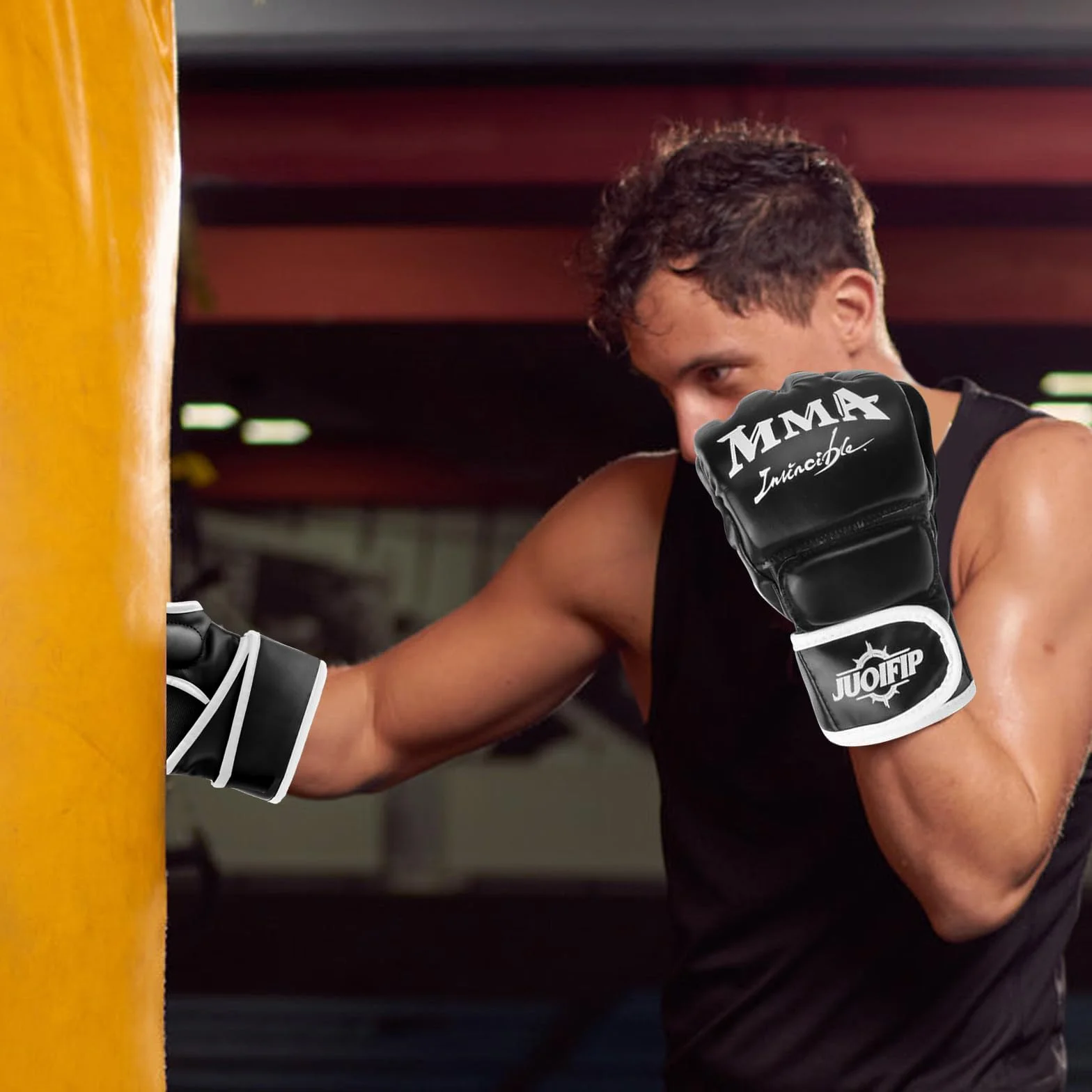 Bolsa de Boxeo Guantes de Cuero Sintético Guantes de Boxeo Pesada Entrenamiento MMA UFC