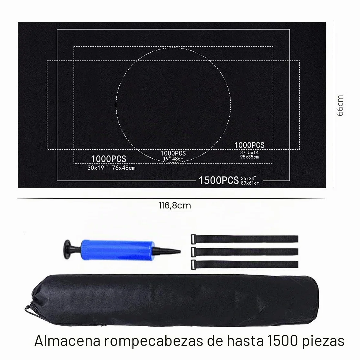 Queta Alfombra de puzzle para puzzle Puzzles Rollup, alfombrilla de puzzle Jigsaw Puzzle Roll Mat Alfombra de almacenamiento enrollable para puzzles con cordón Bolsa de almacenamiento, para hasta 1500