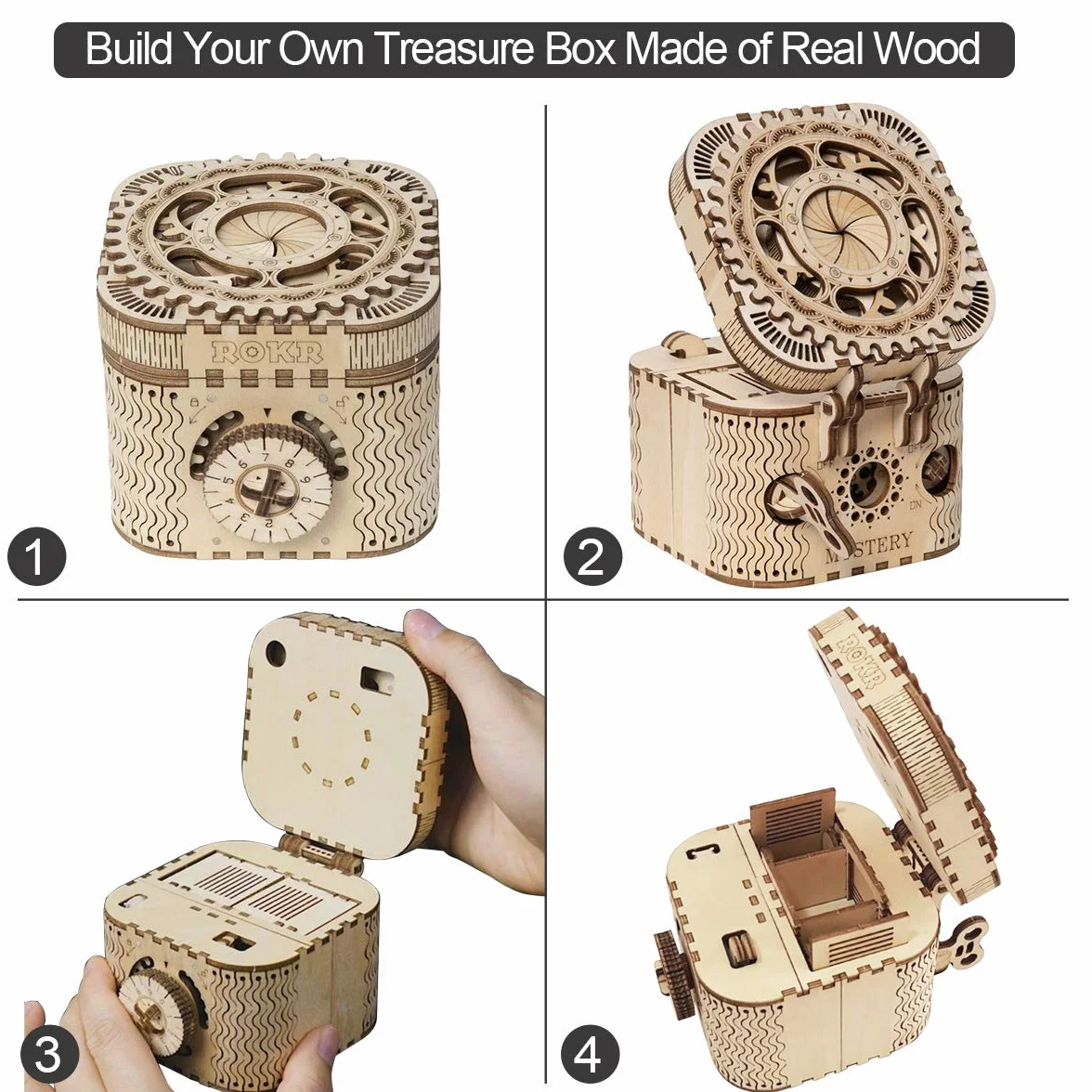 ROKR Caja del Tesoro 3D en Madera, Maqueta Kit de Construcción Sin Pegamento