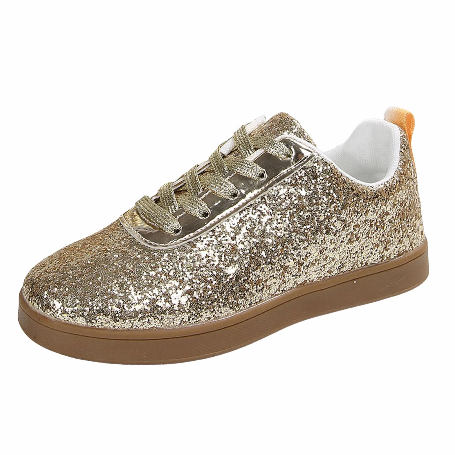 Zapatillas para mujer, zapatos planos con purpurina, transpirables, ligeros, con cordones