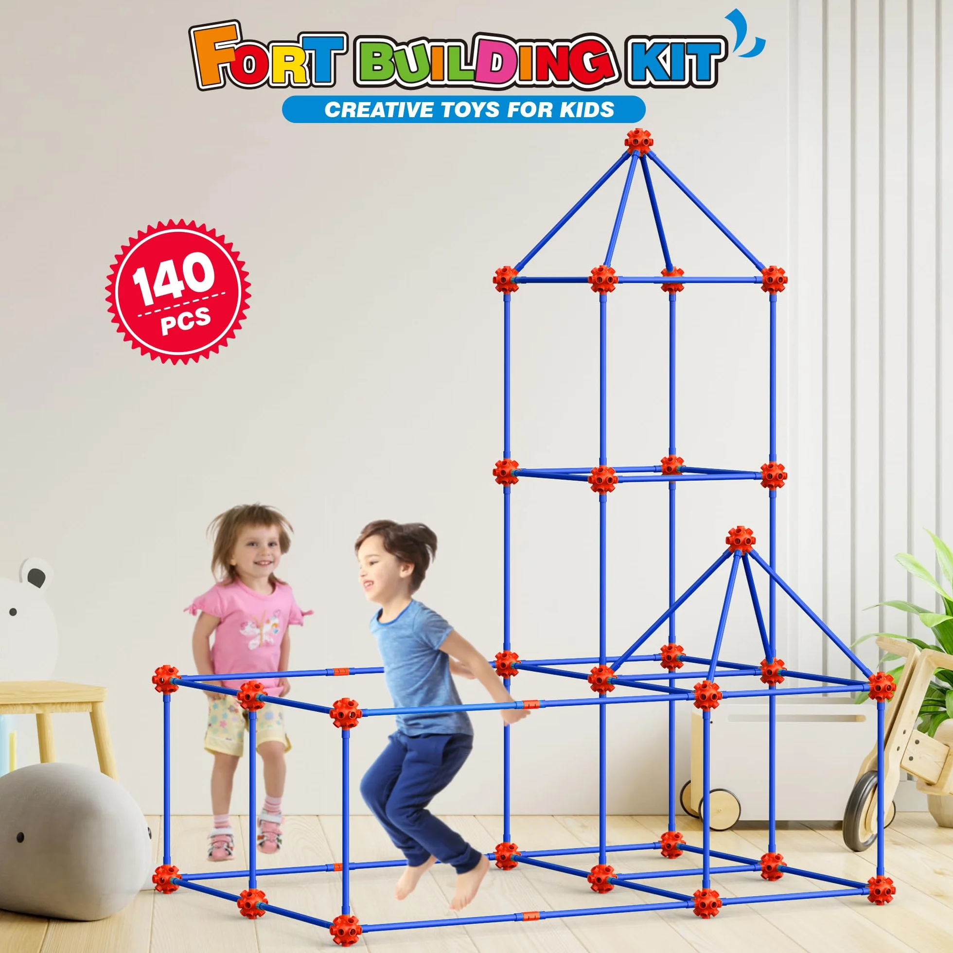Kit De Construcción De Fortalezas para Niños, 140 Pcs Creative Fort Toy para Niños y Niñas De 4+ Años, Tienda De Juguetes DIY, Stem Juguete y Regalo, DIY Kit Castillos Túneles