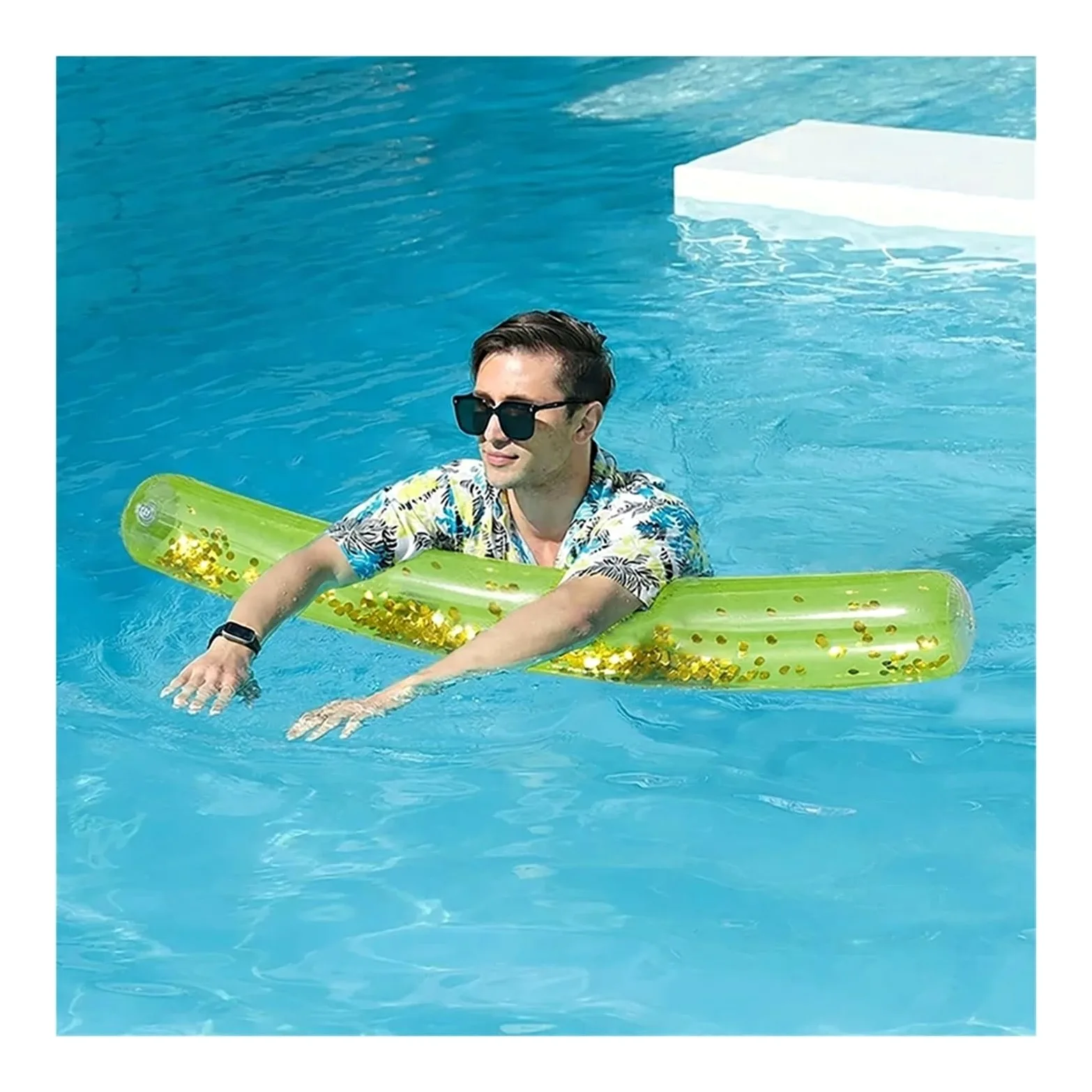 hinchables para Piscina Palos flotadores inflables for Piscina, Lentejuelas Transparentes con Purpurina, 1 Unidad
